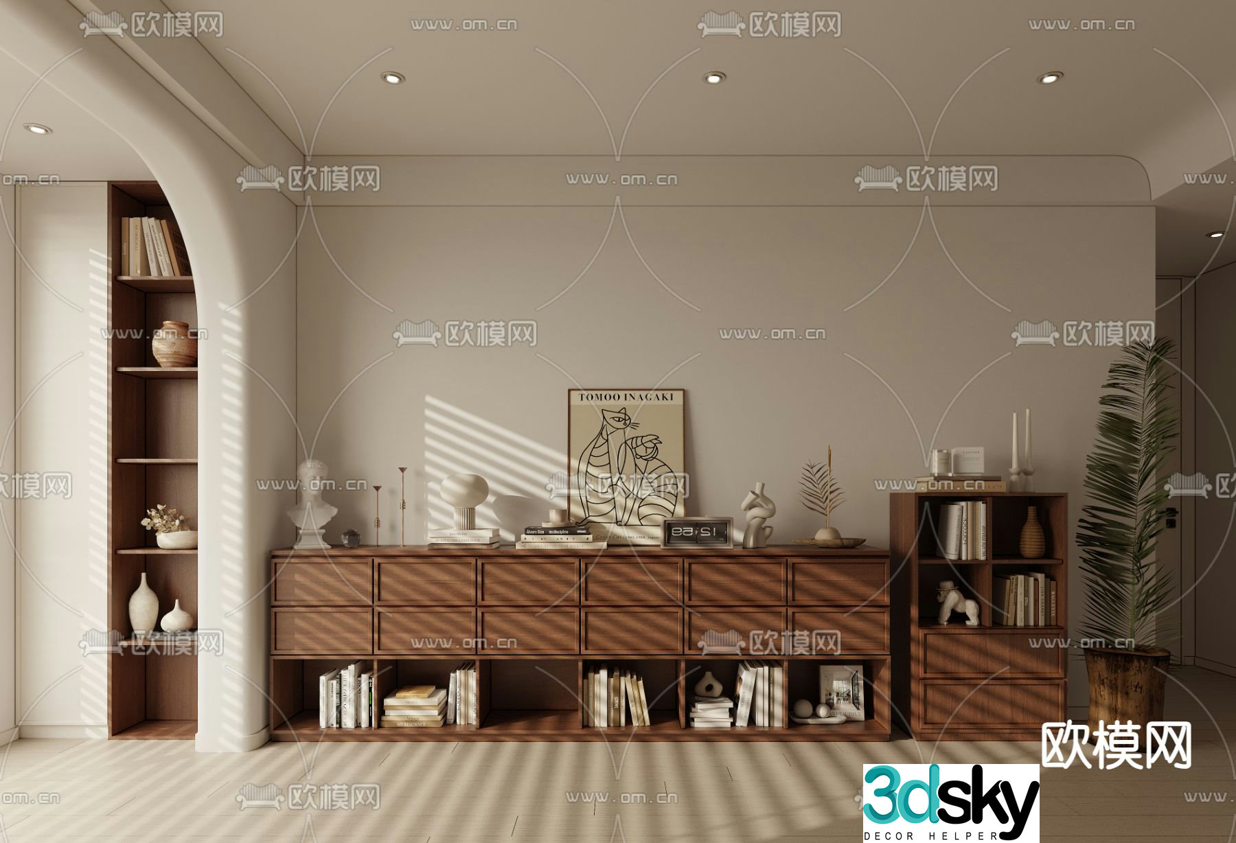 Medieval style side cabinet low cabinet drawer cabinet hall cabinet 3D model