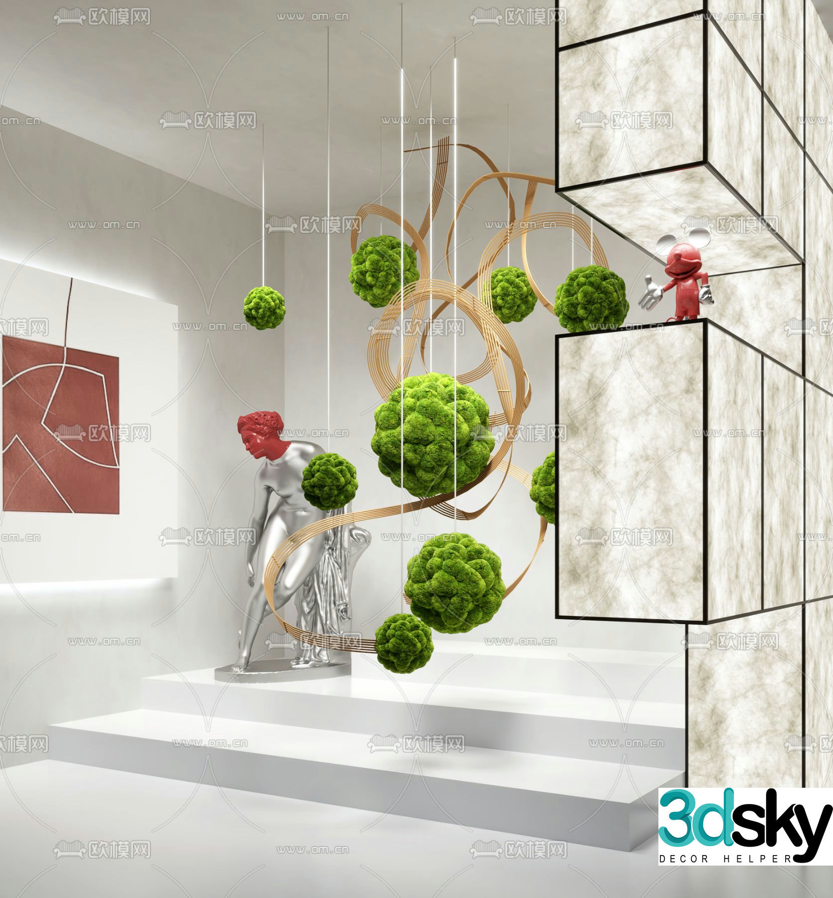 Hanging plants Art installation 3d model