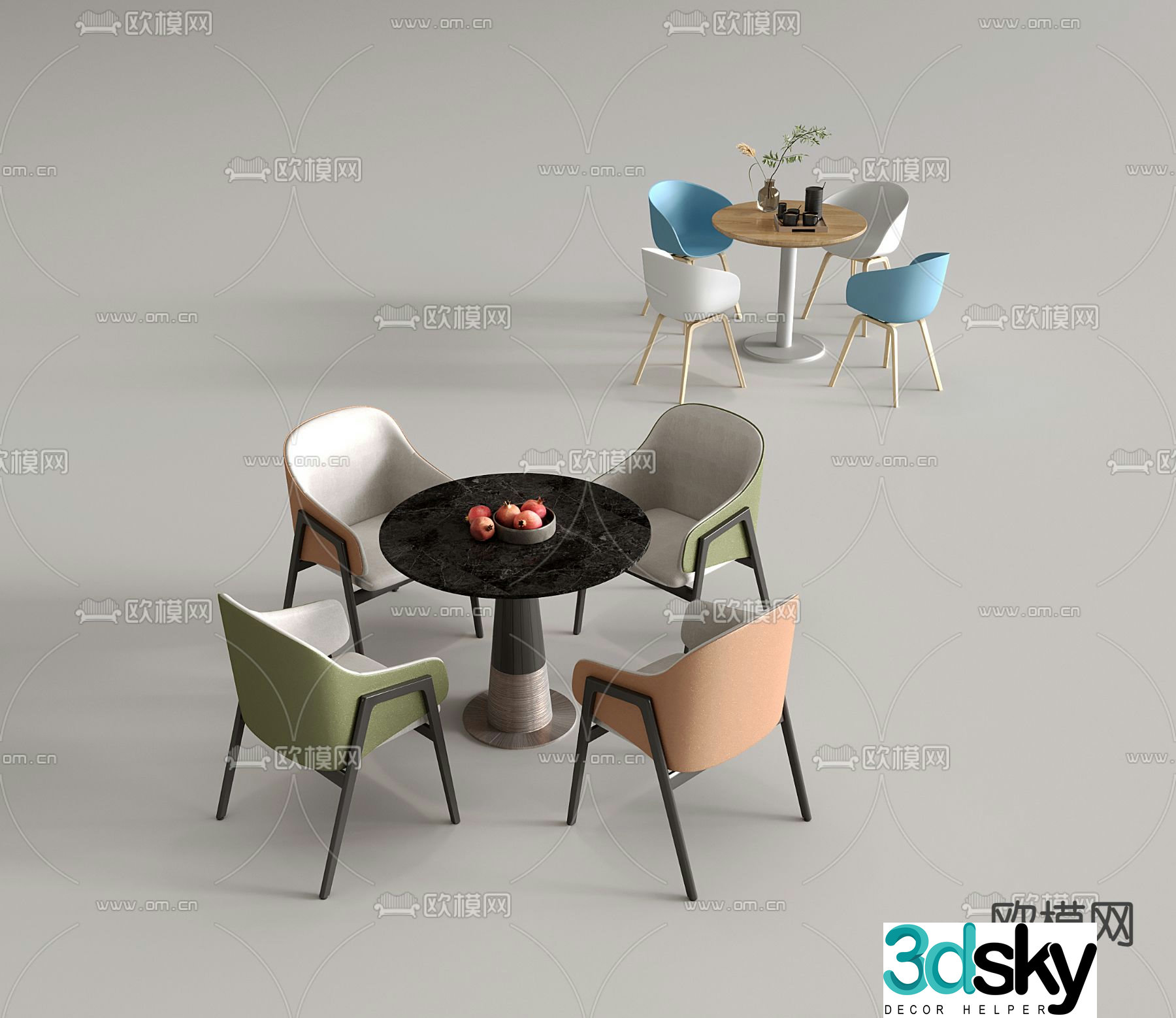 Modern leisure tables and chairs round tables negotiation tables and chairs 3D model