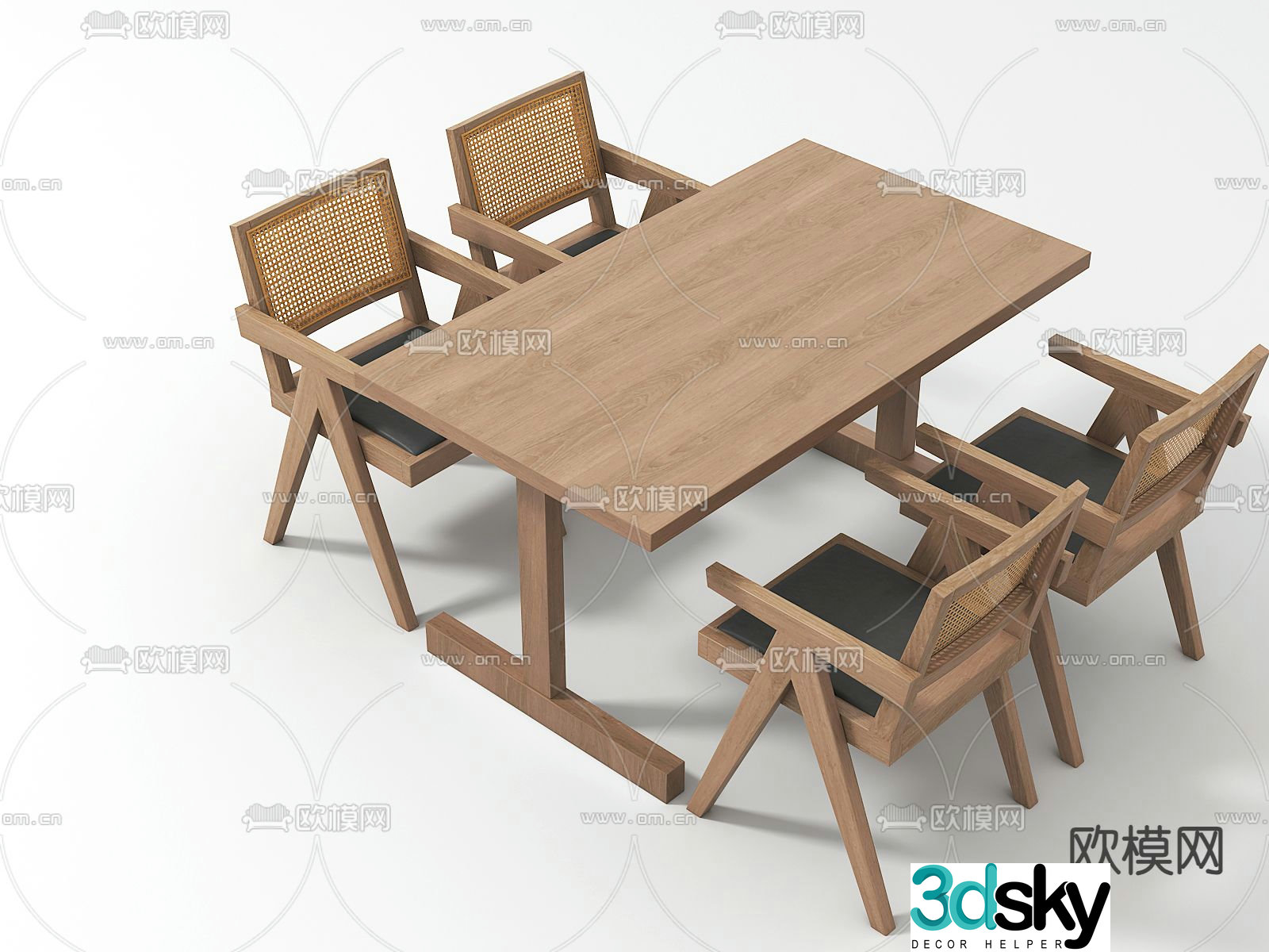 New Chinese dining table and chairs 3d model