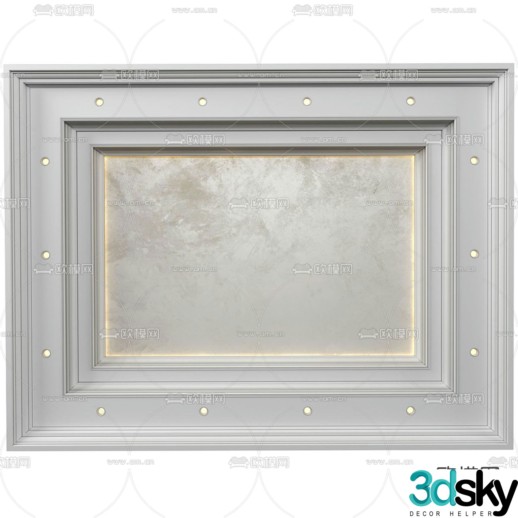 French stacked ceiling lighting ceiling 3D model