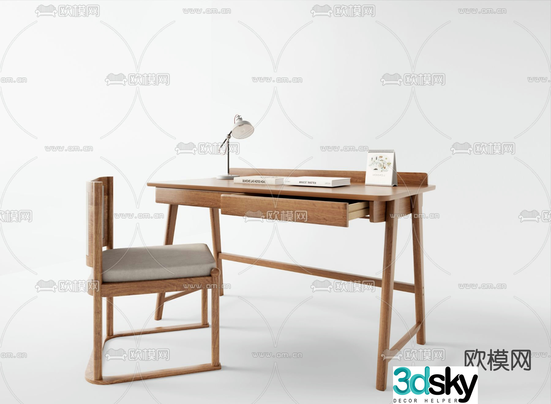 Modern desk study table 3d model
