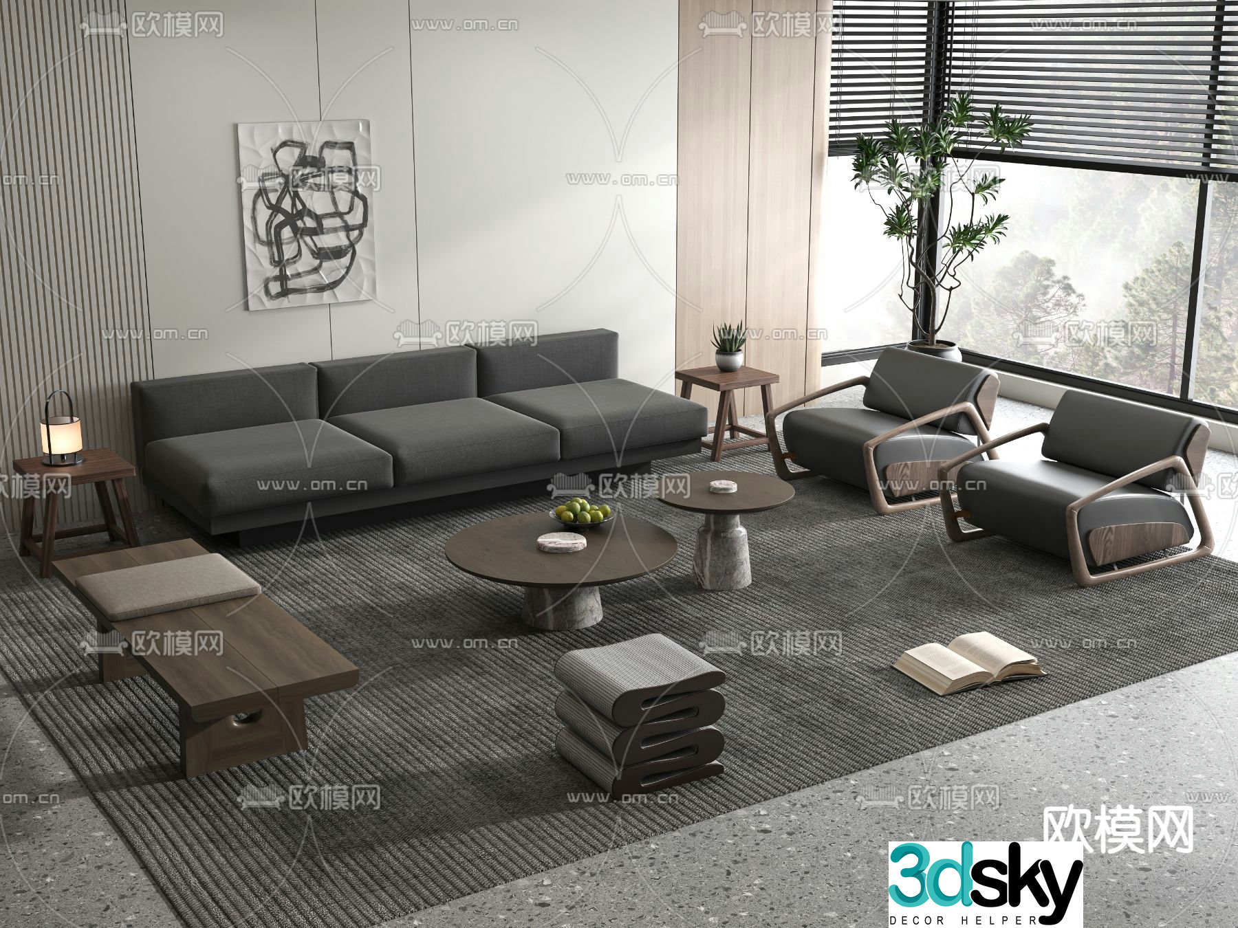 Wabi Sabi modular sofa leather sofa 3d model