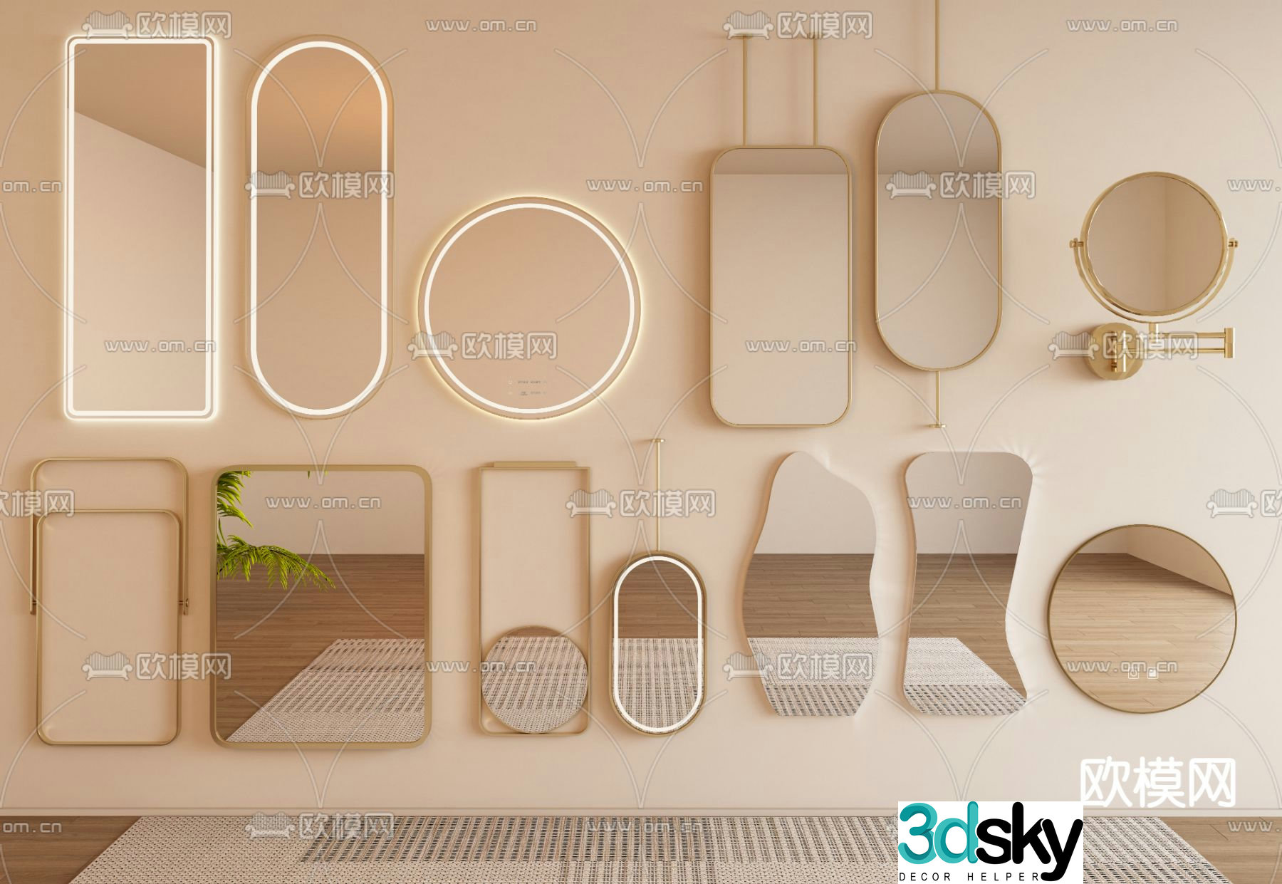 Mirror Bathroom Mirror Vanity Mirror Floor Mirror 3D Model