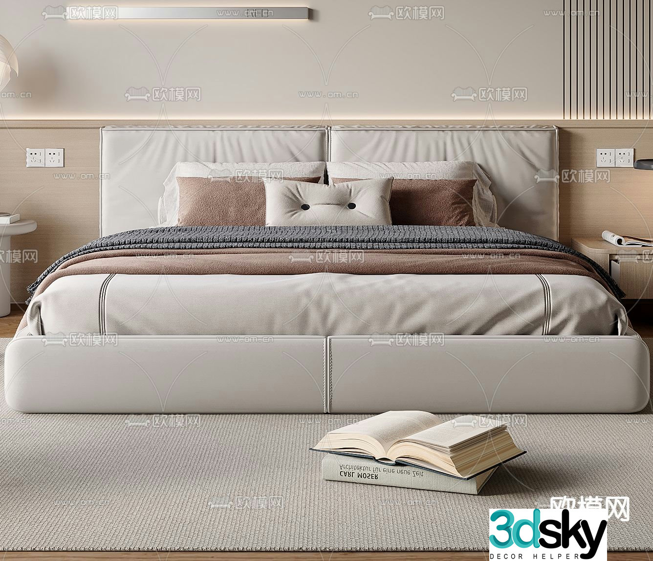 Modern double bed 3d model