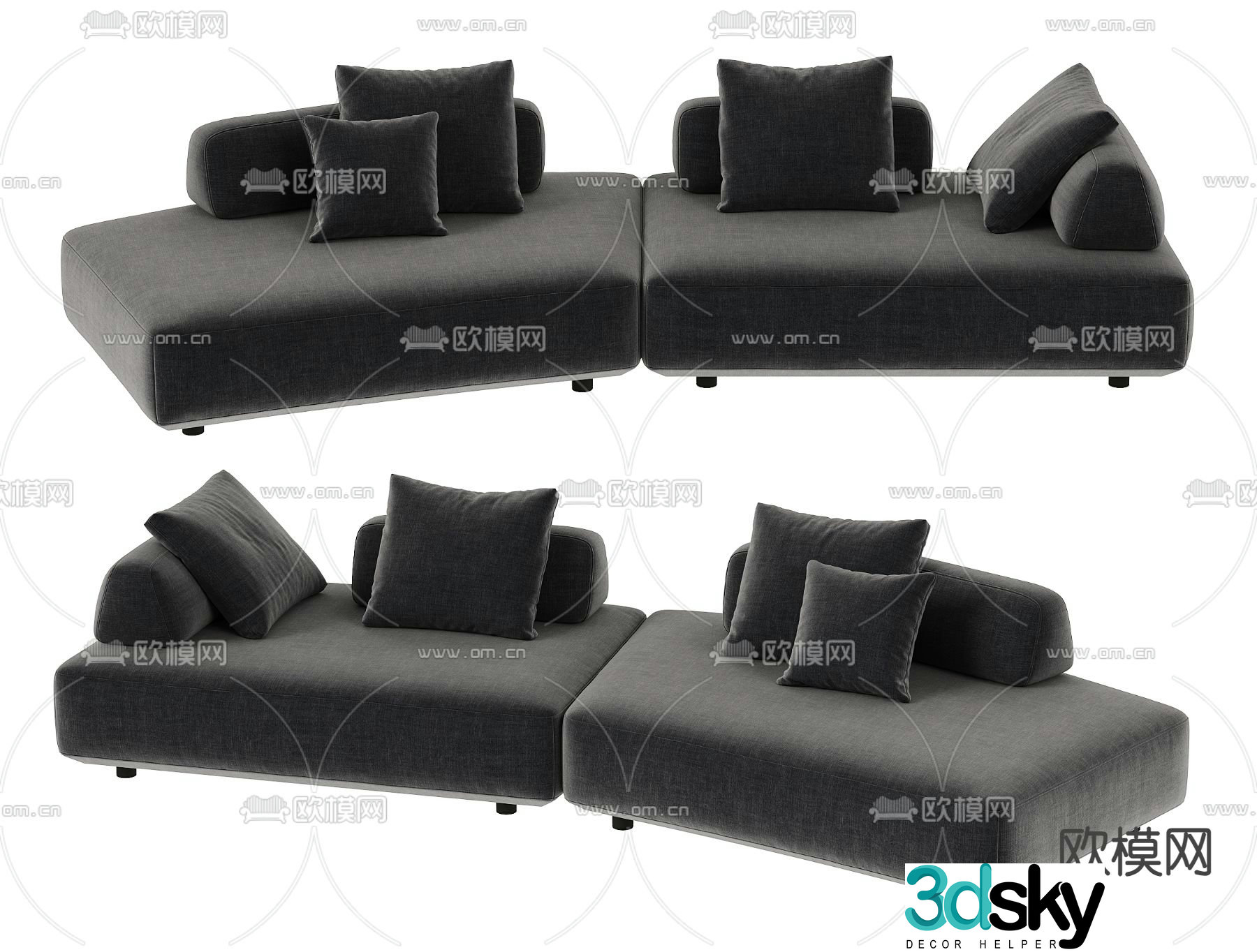 Modern multi-seater sofa 3d model
