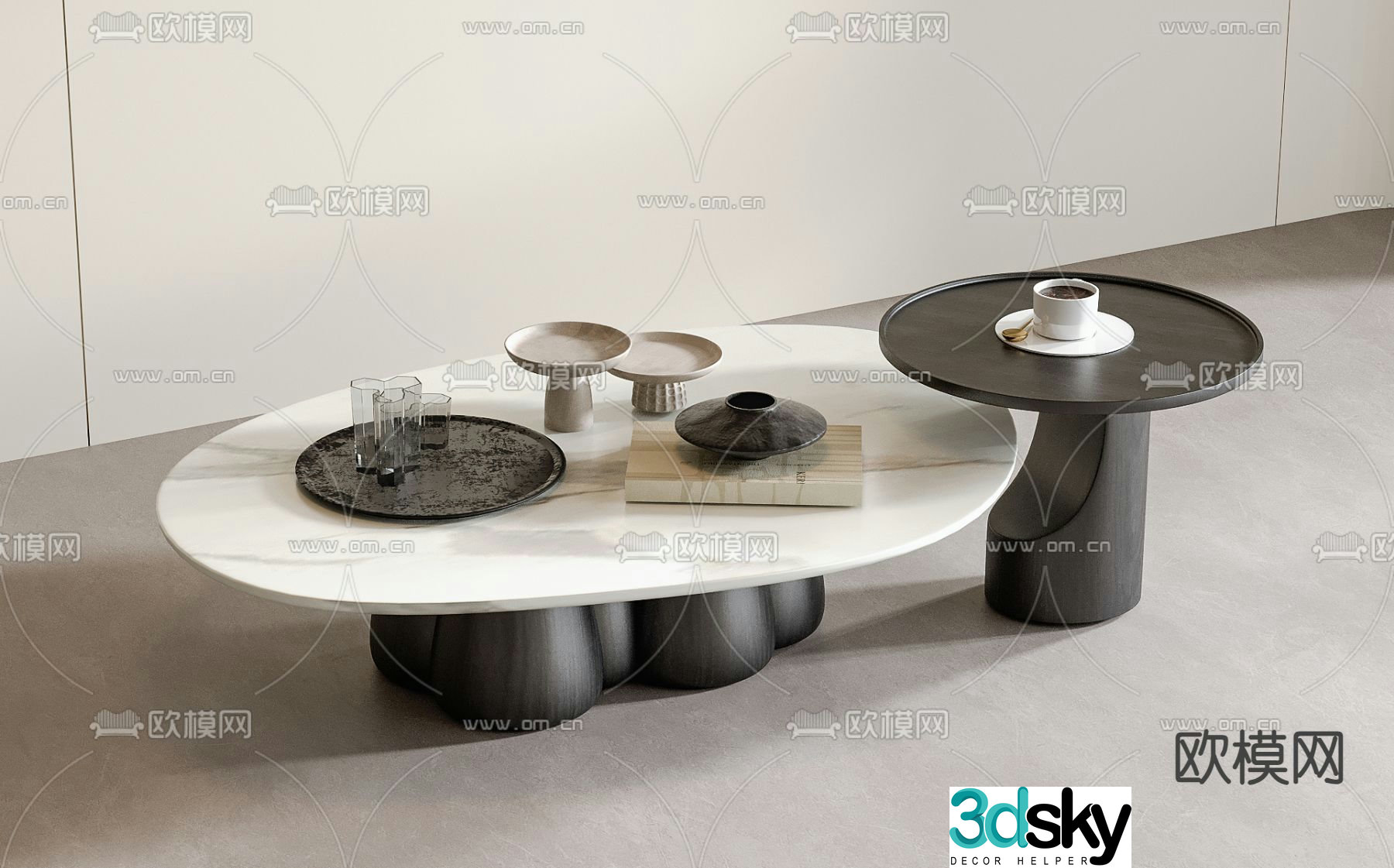 Modern double coffee table 3d model