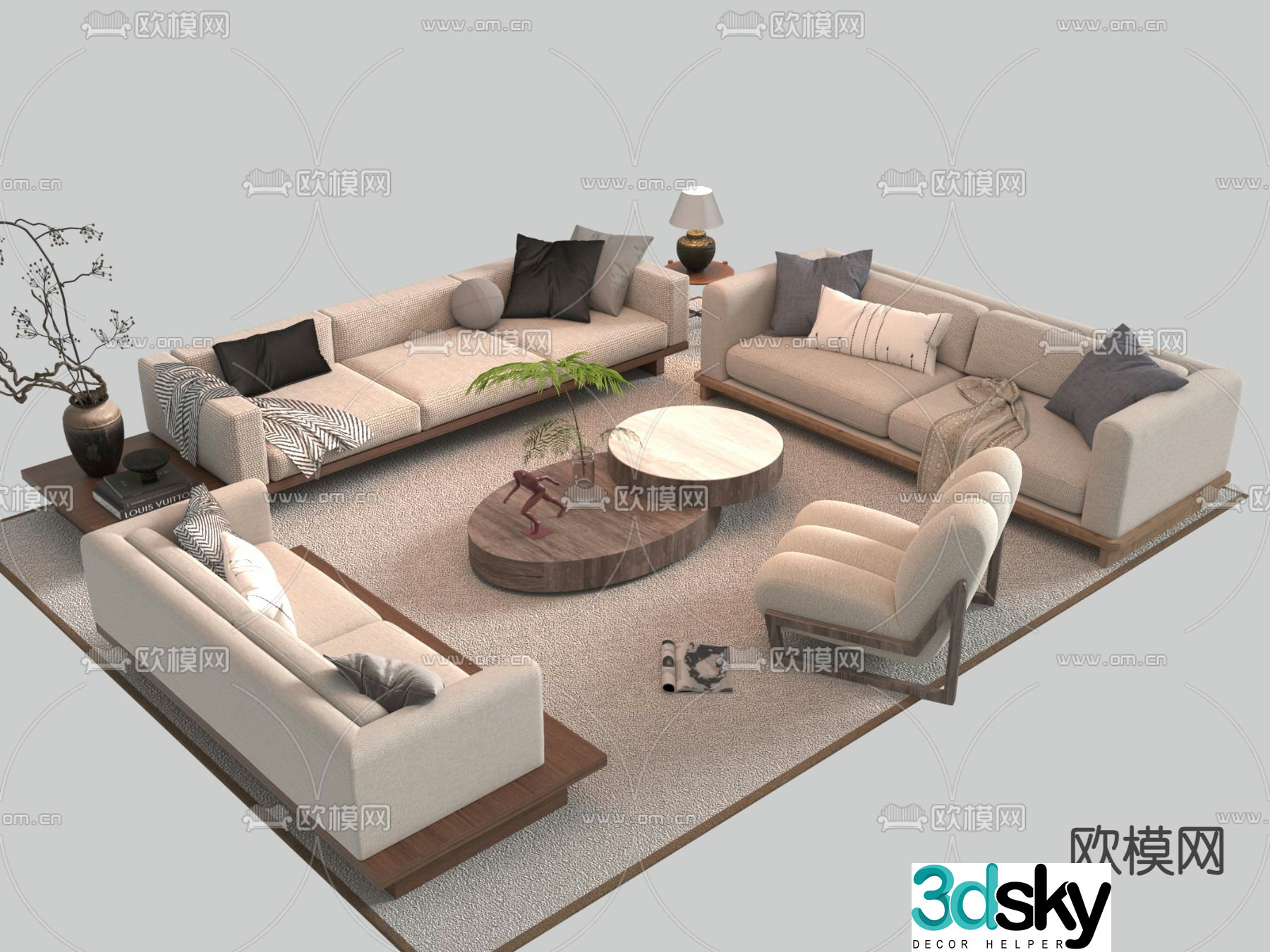 Medieval style modular sofa 3D model