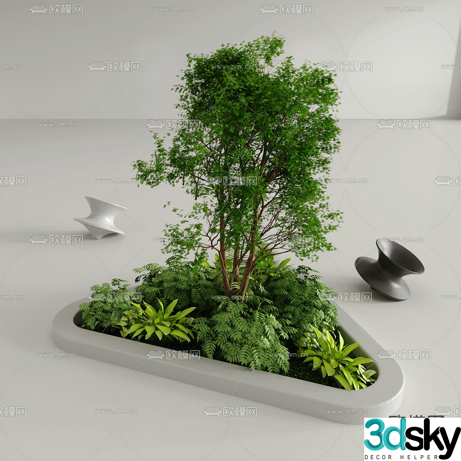 Modern gardening sketch landscaping 3D model