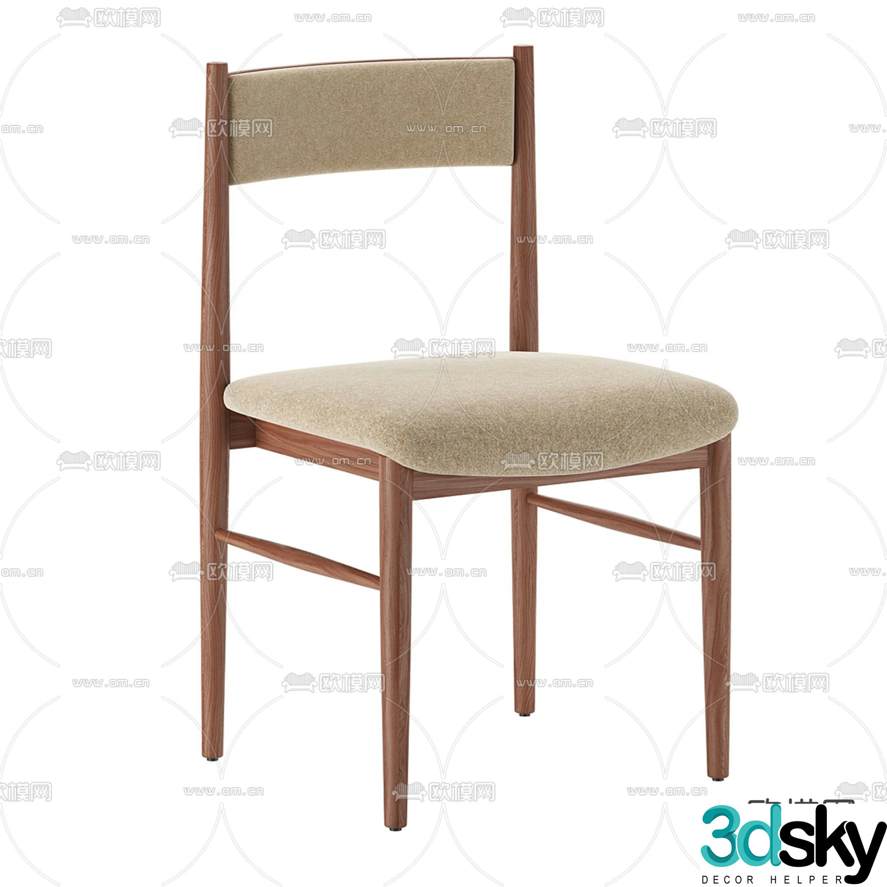 Single chair dining chair 3d model