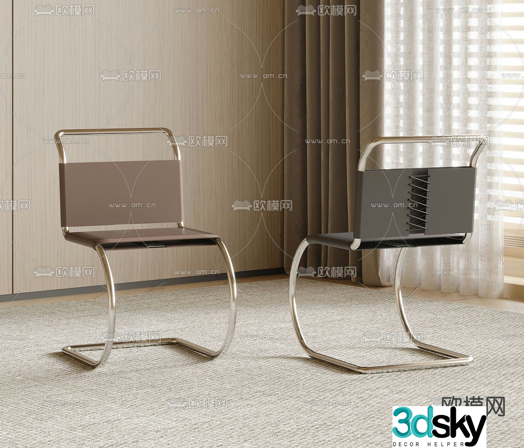 Modern chair single chair dining chair 3d model