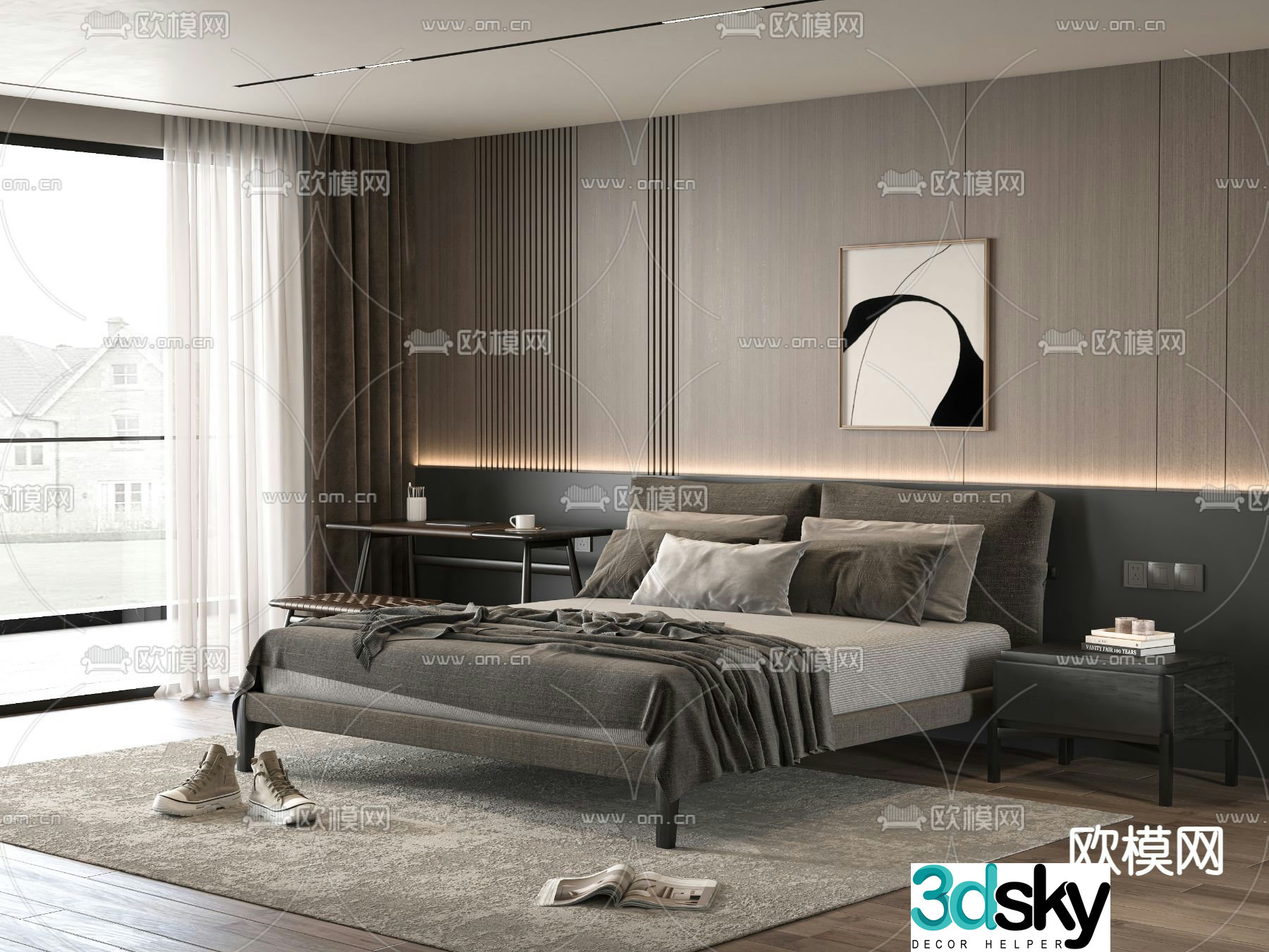 Minotti double bed 3d model