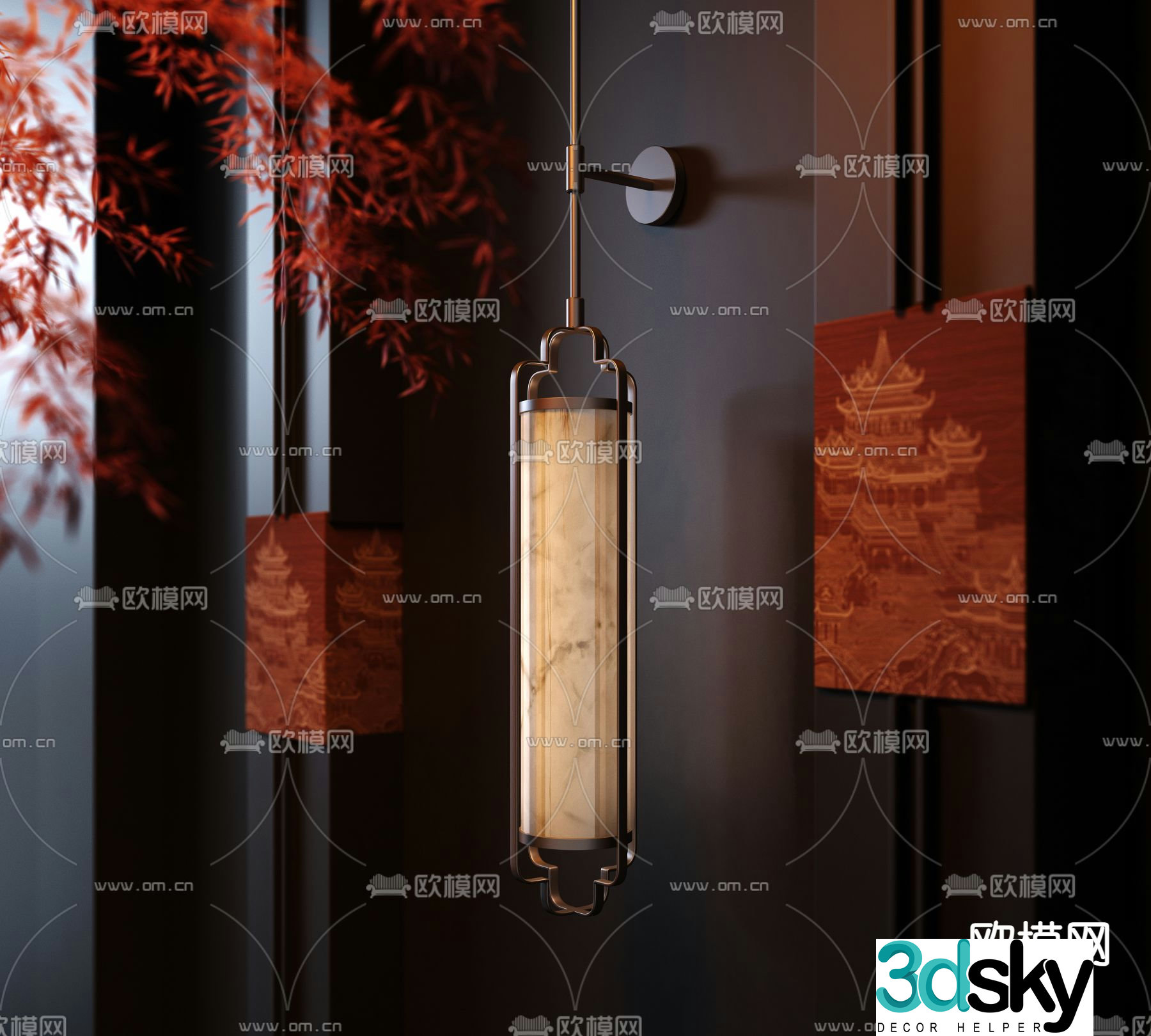 New Chinese style wall lamp marble wall lamp 3d model