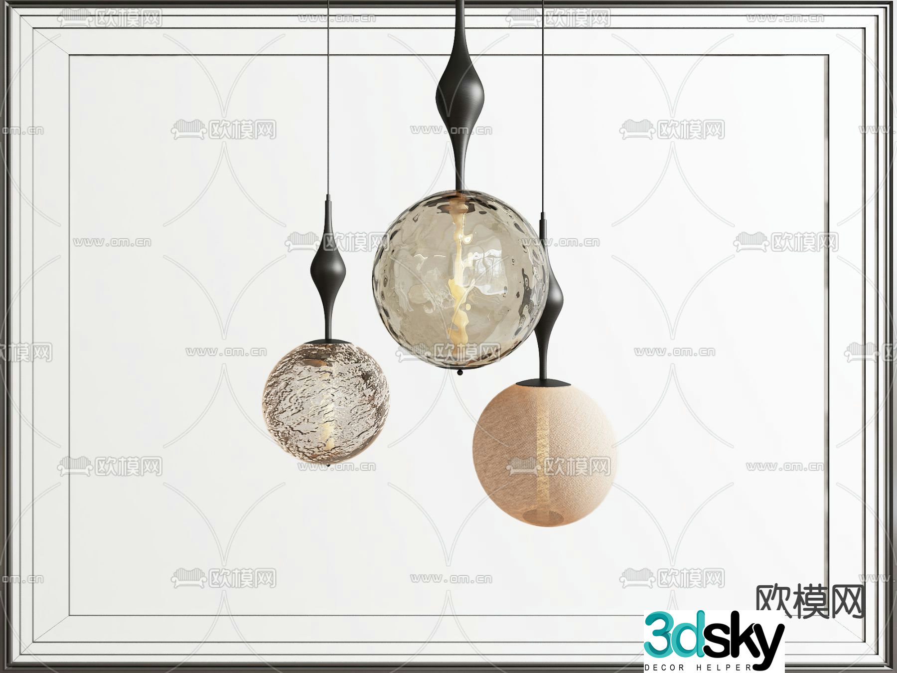 Middle-aged chandelier spherical chandelier 3d model