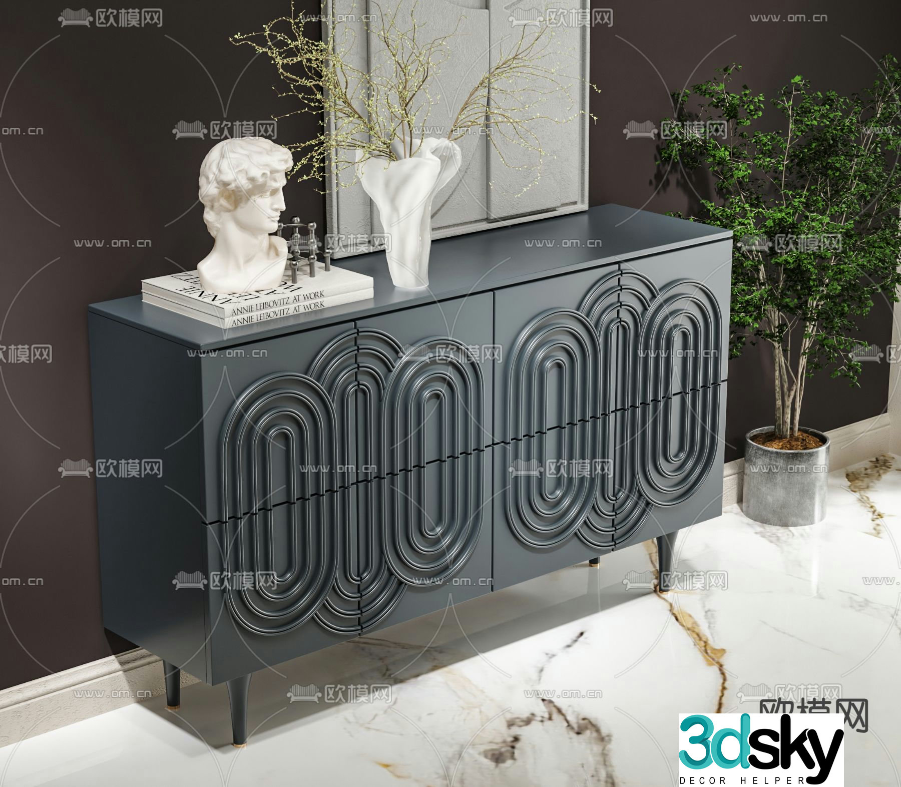 Modern side cabinet entrance cabinet end view cabinet 3D model