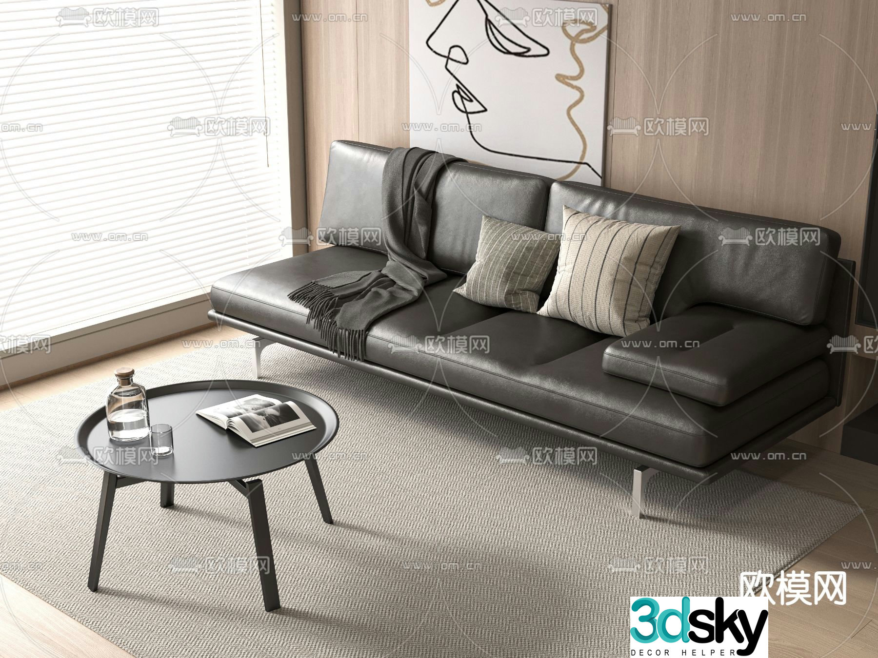 leather sofa loveseat 3d model