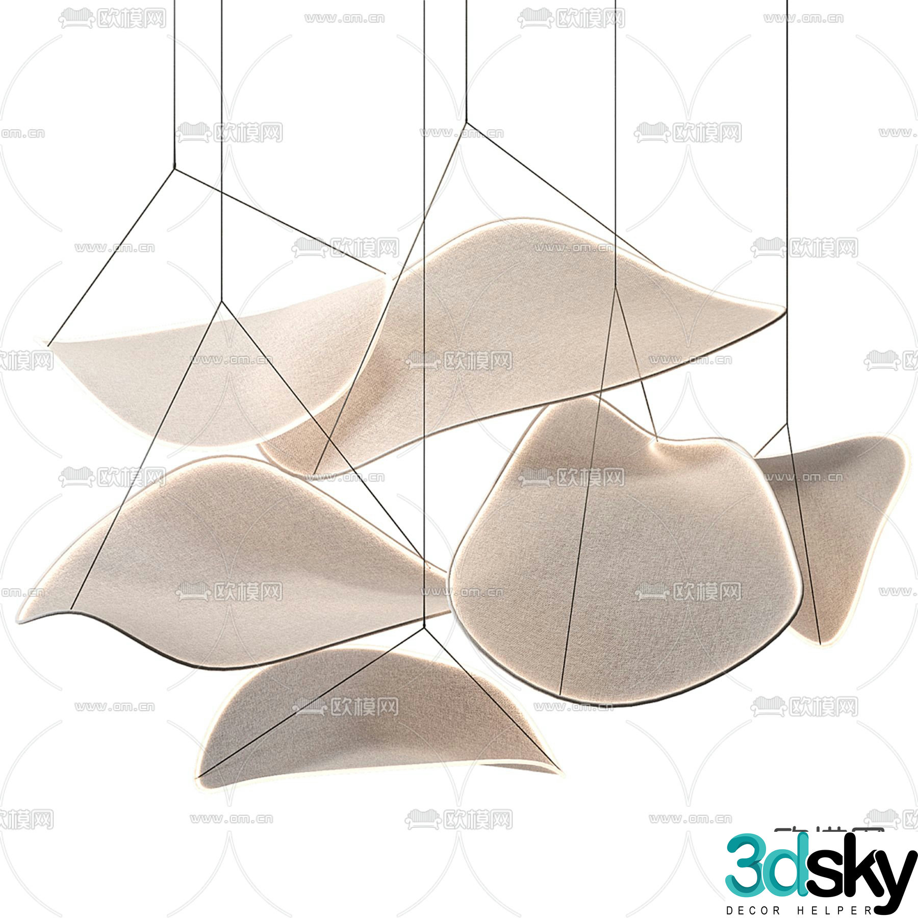 Creative chandelier fabric chandelier hanging lamp 3d model