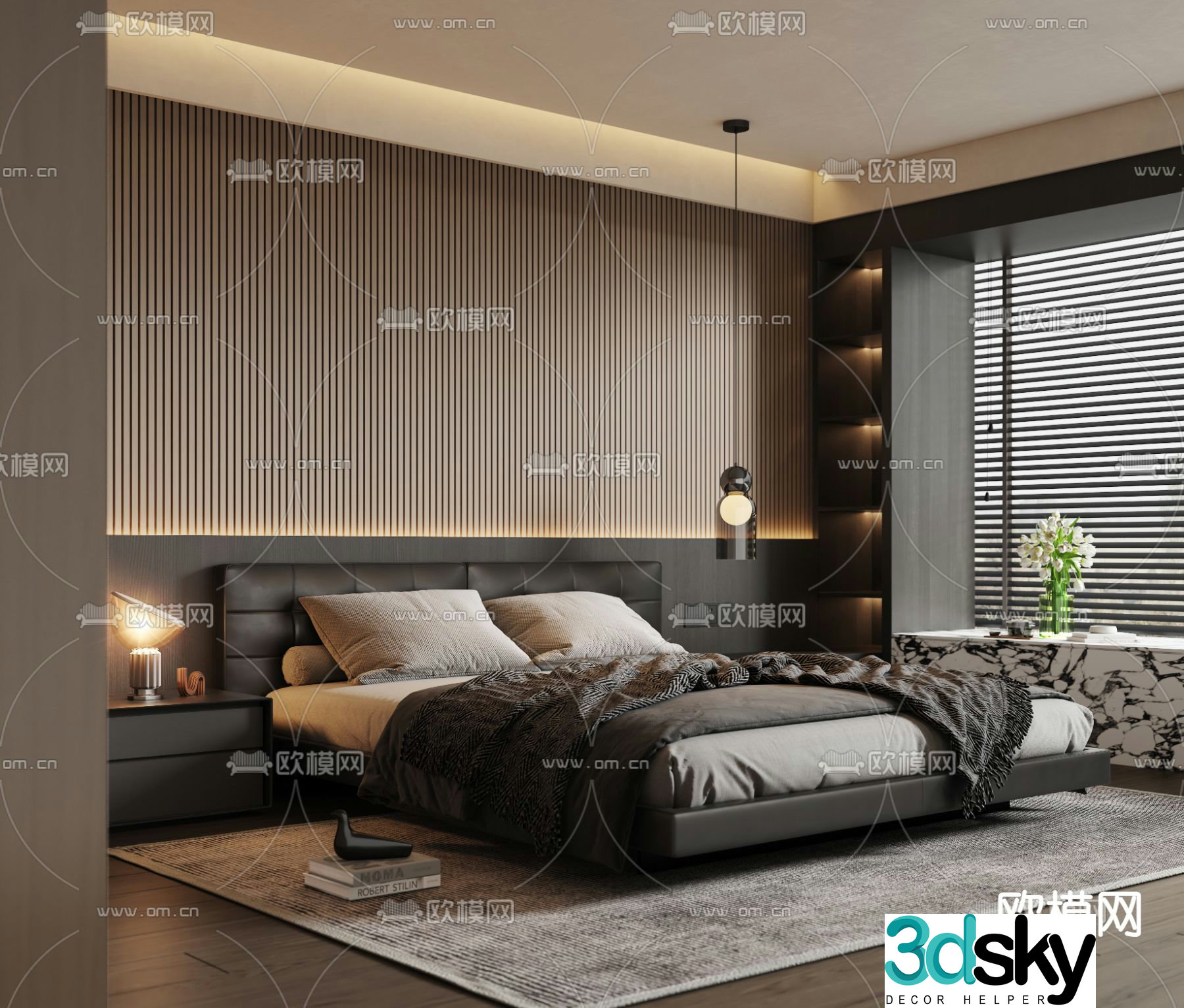 Advanced gray bedroom master bedroom master room 3d model