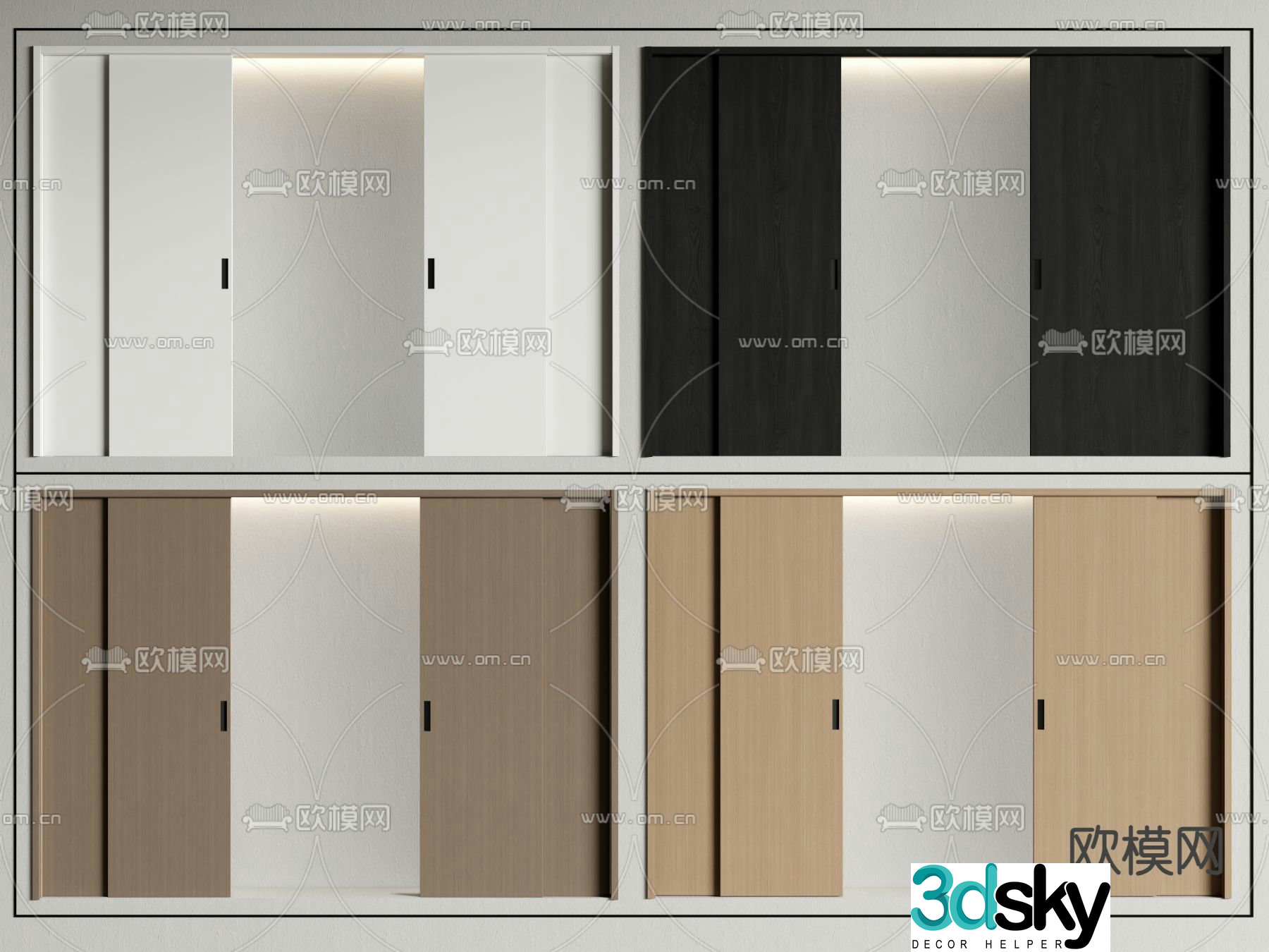 Sliding door invisible sliding door multi-link sliding door sliding door 3D model