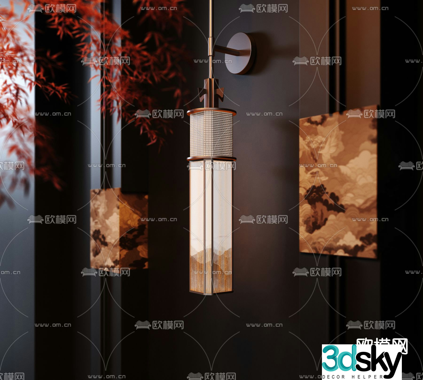 New Chinese style wall lamp marble wall lamp 3d model