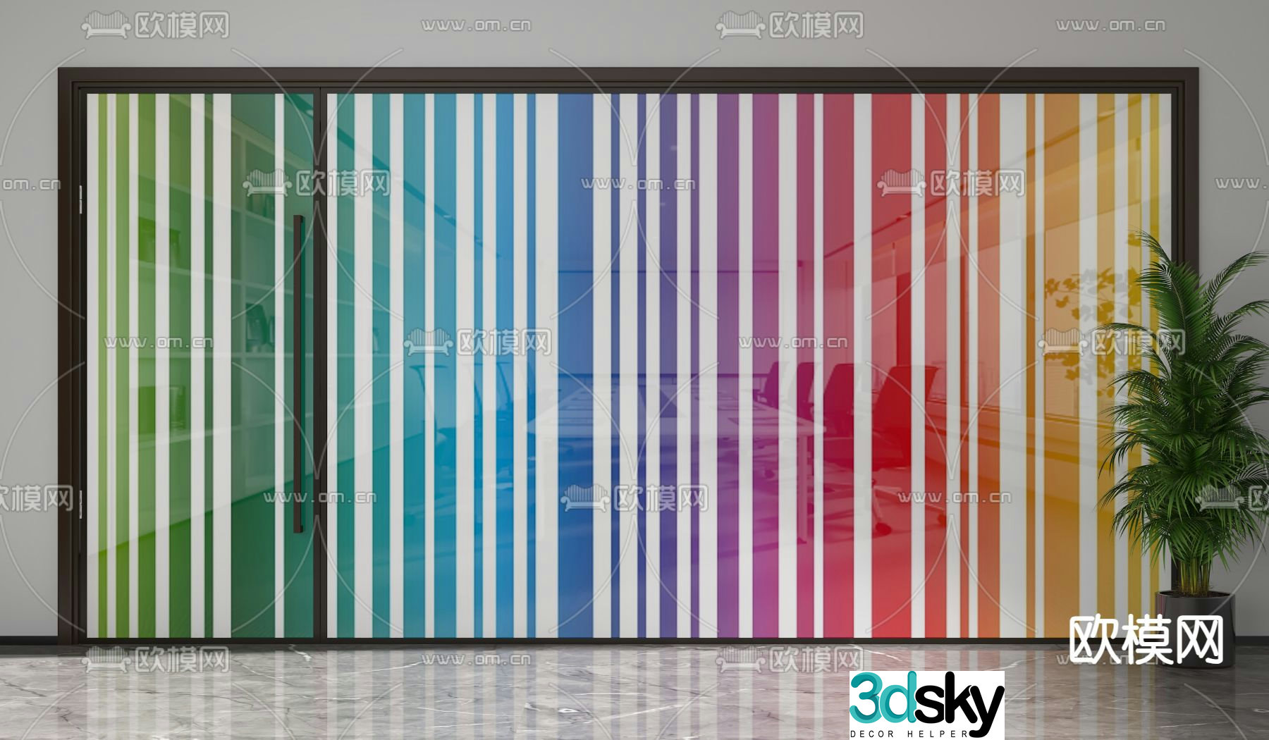 Office door Glass partition High partition 3d model