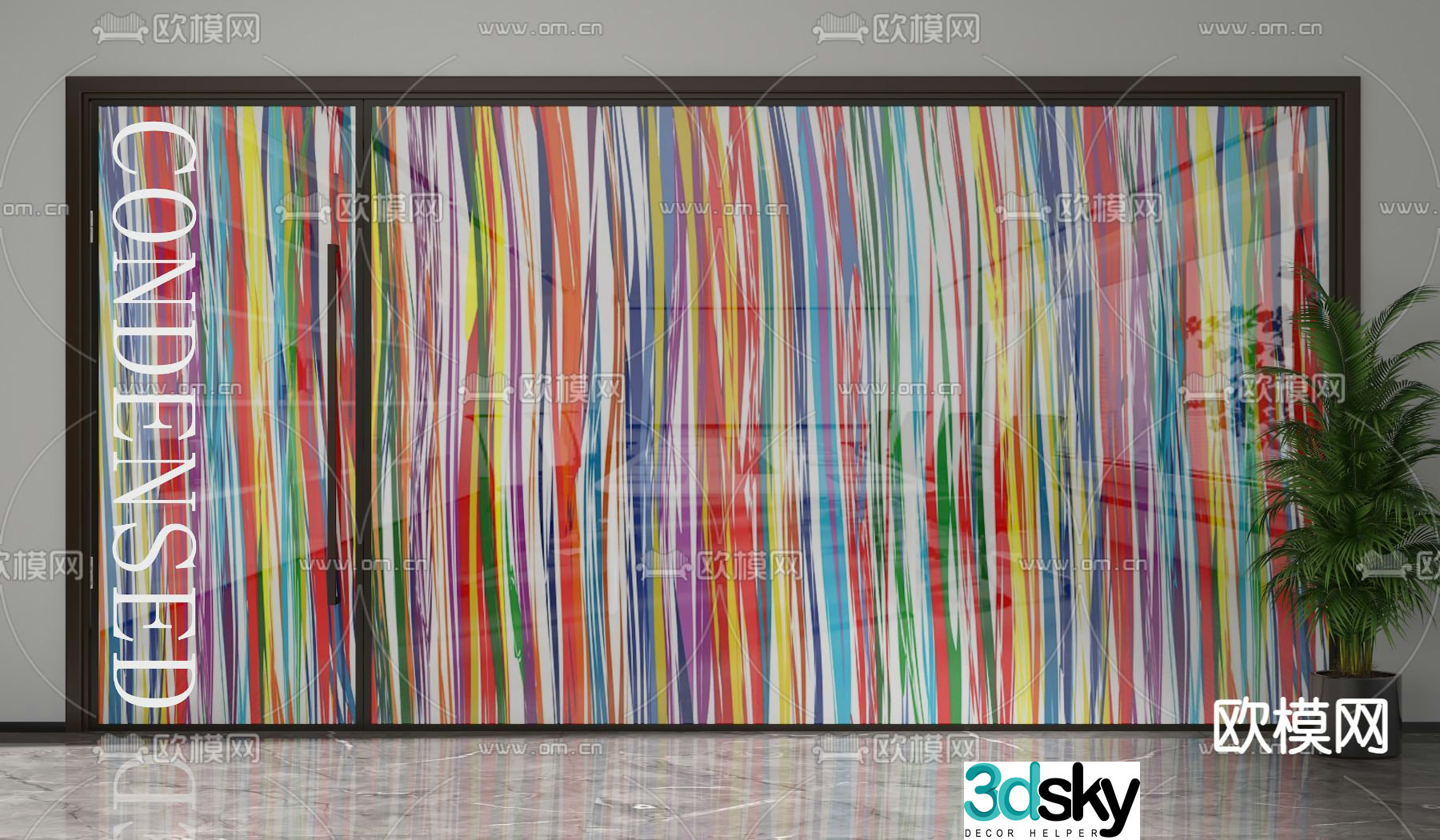 Office door Glass partition High partition 3d model