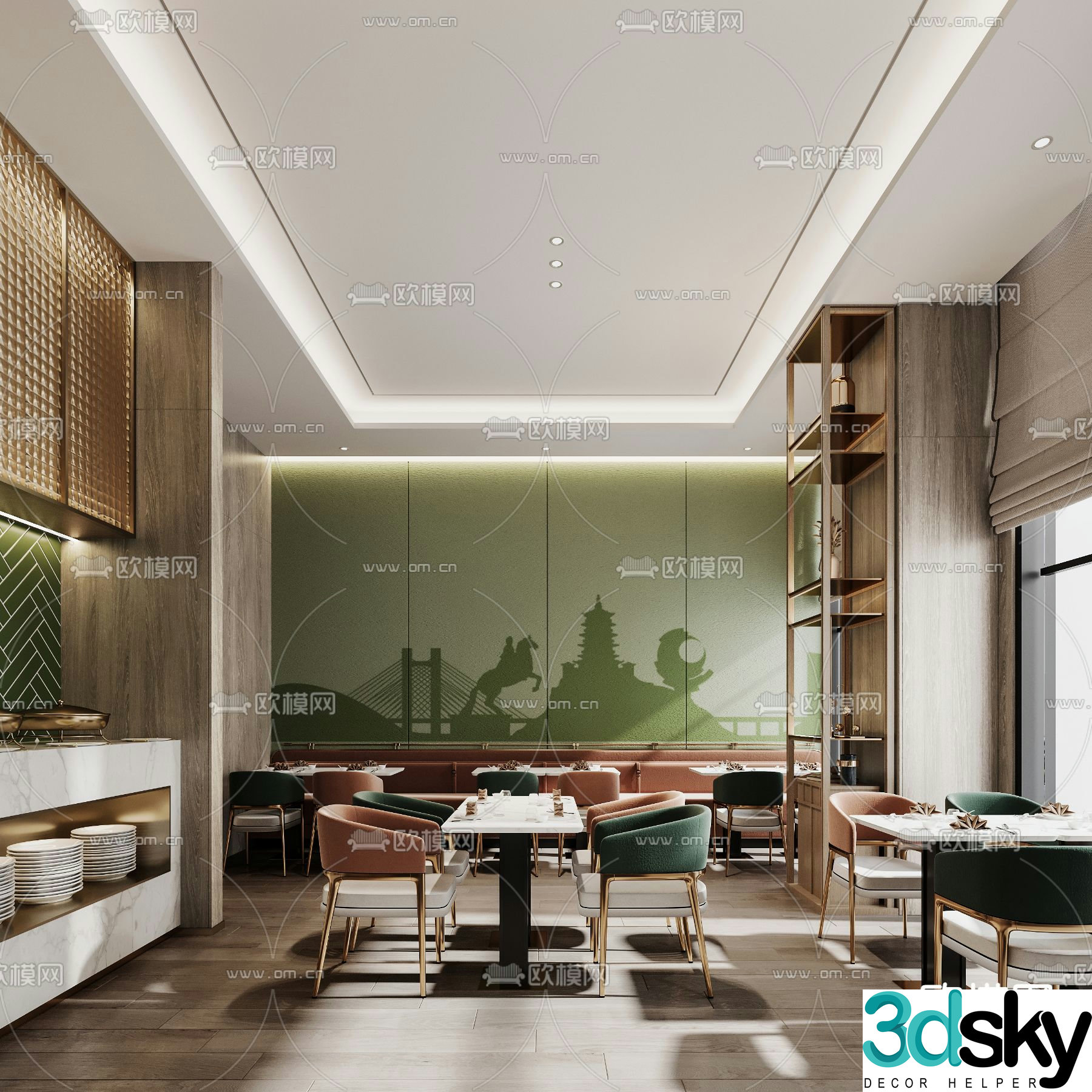 Hotel lobby bar cafeteria 3d model
