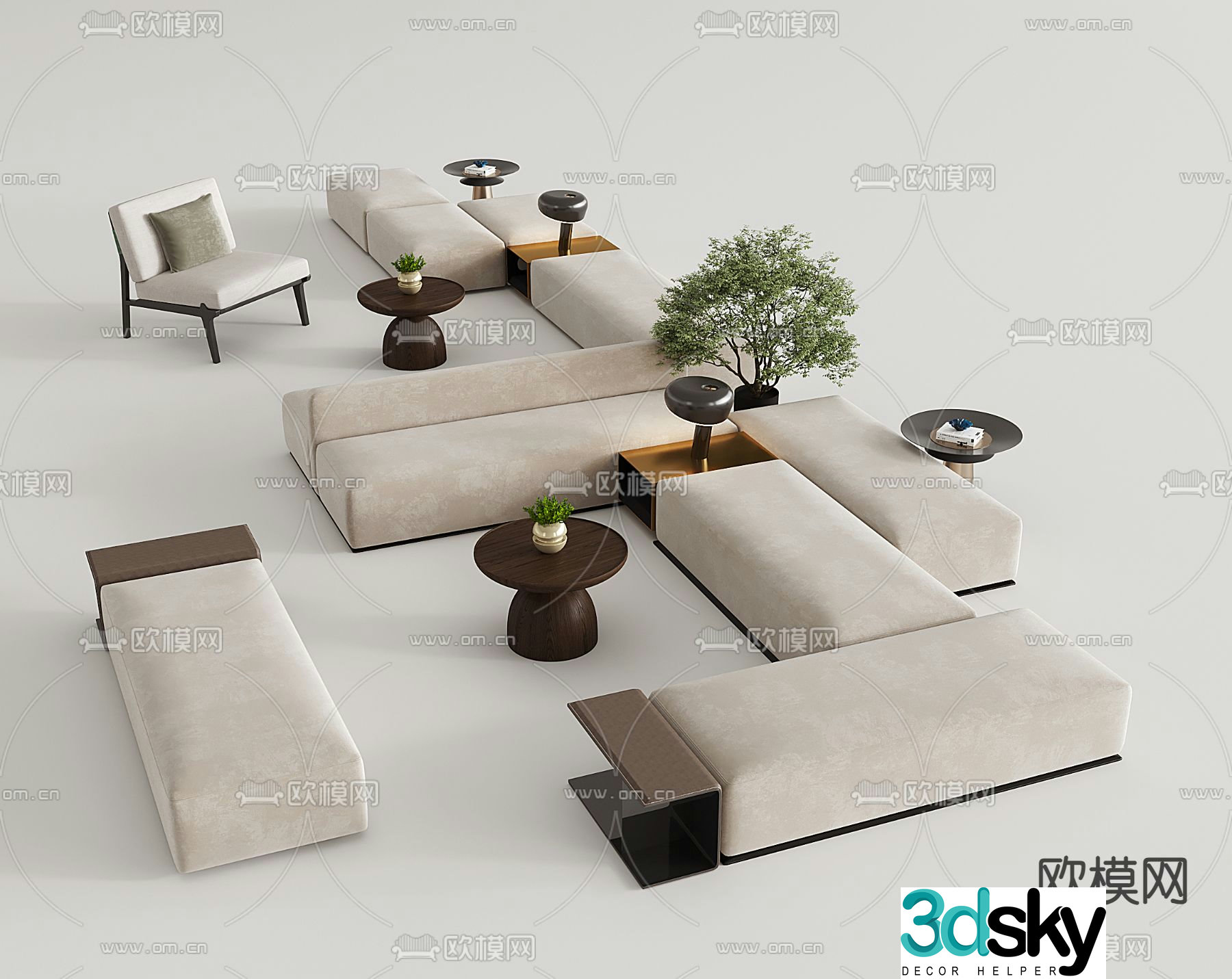 Office sofa modular sofa 3d model