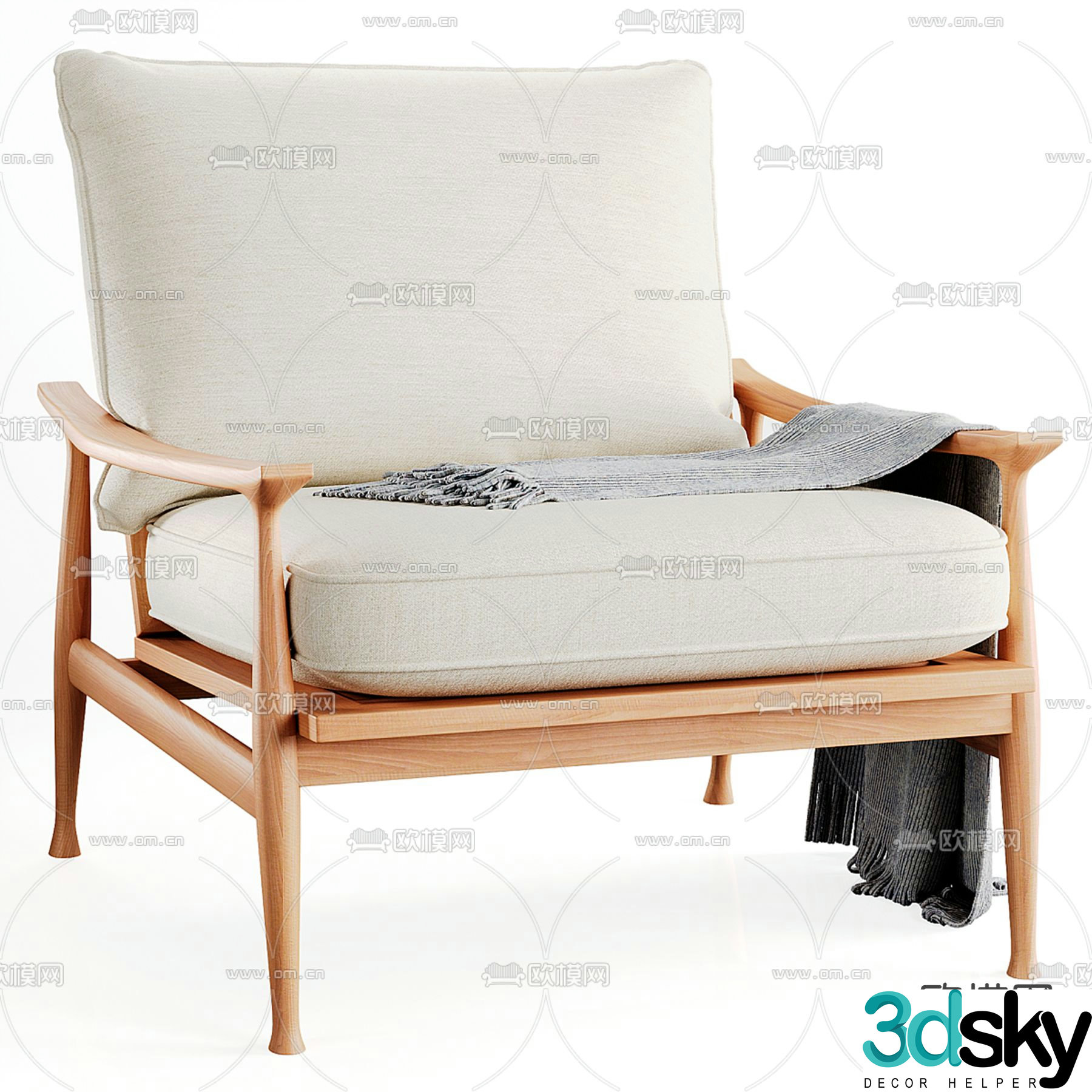 Nordic sofa chair leisure chair 3d model