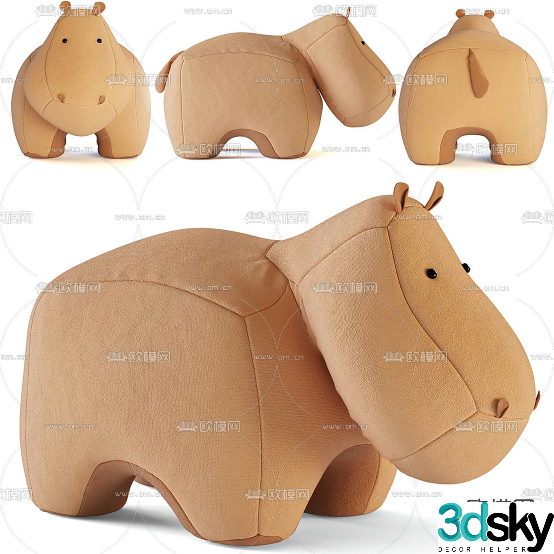 Hippo Doll Toy Ragdoll Children’s Stool 3d model