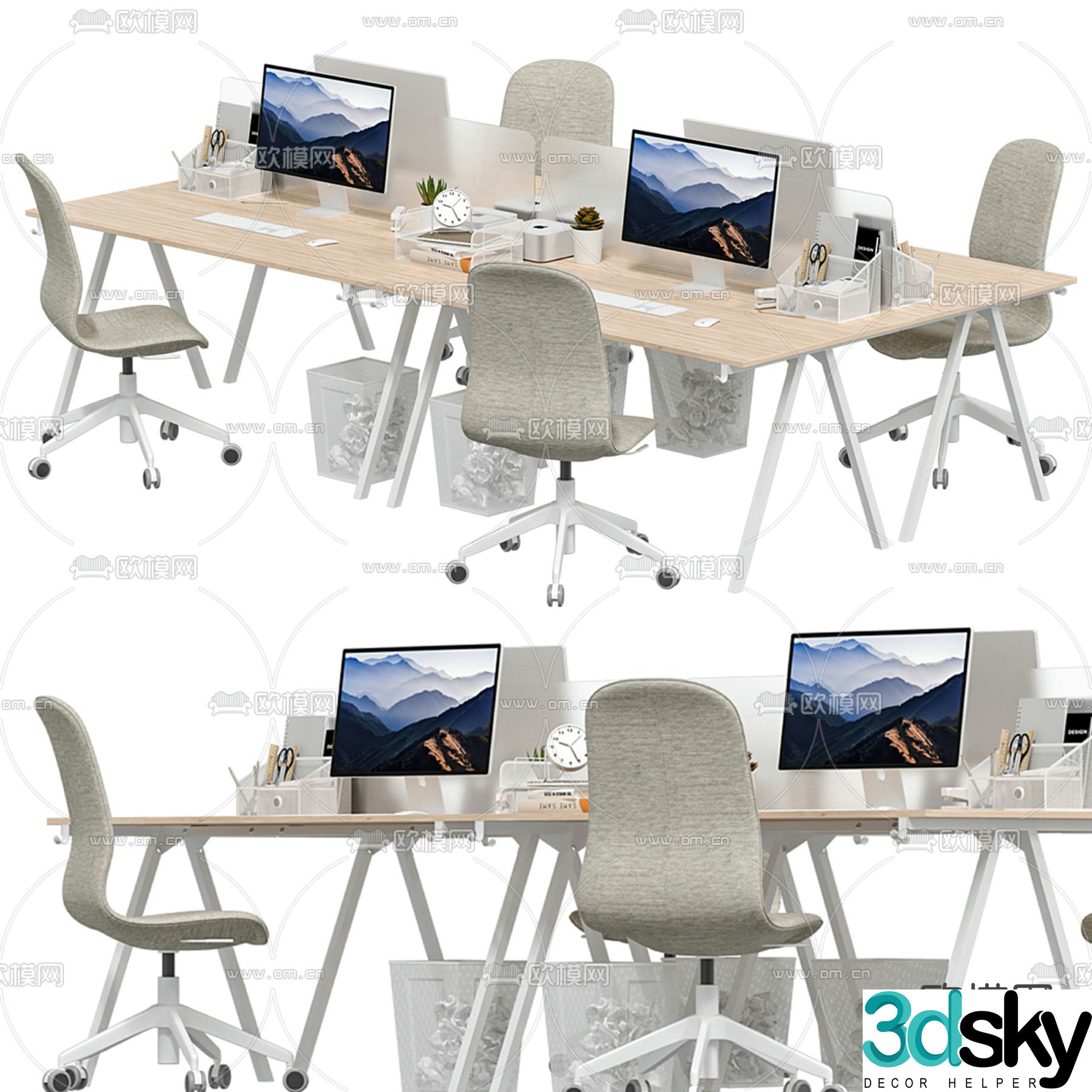 Desk post work station card position 3D model