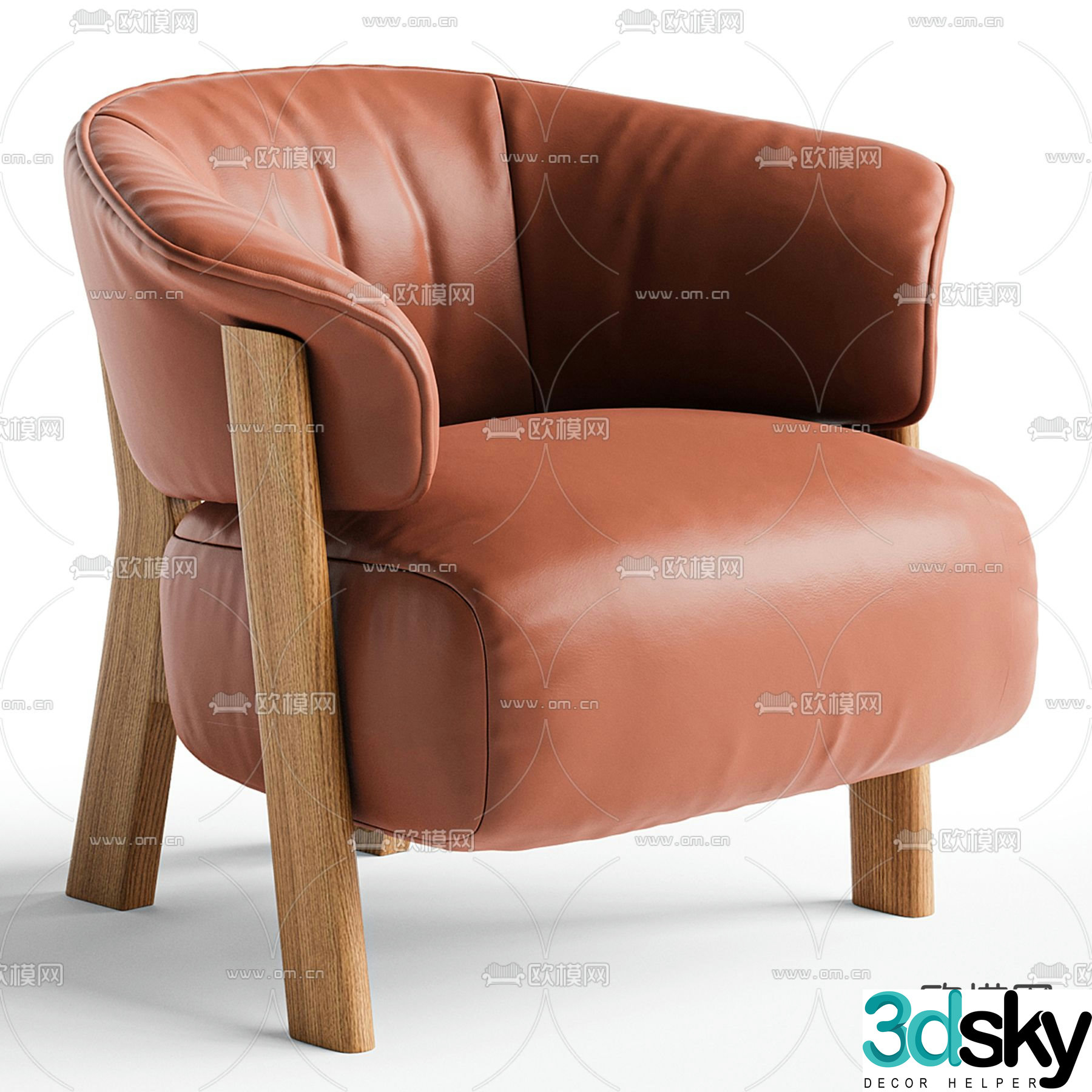 Leather sofa chair leisure chair 3d model