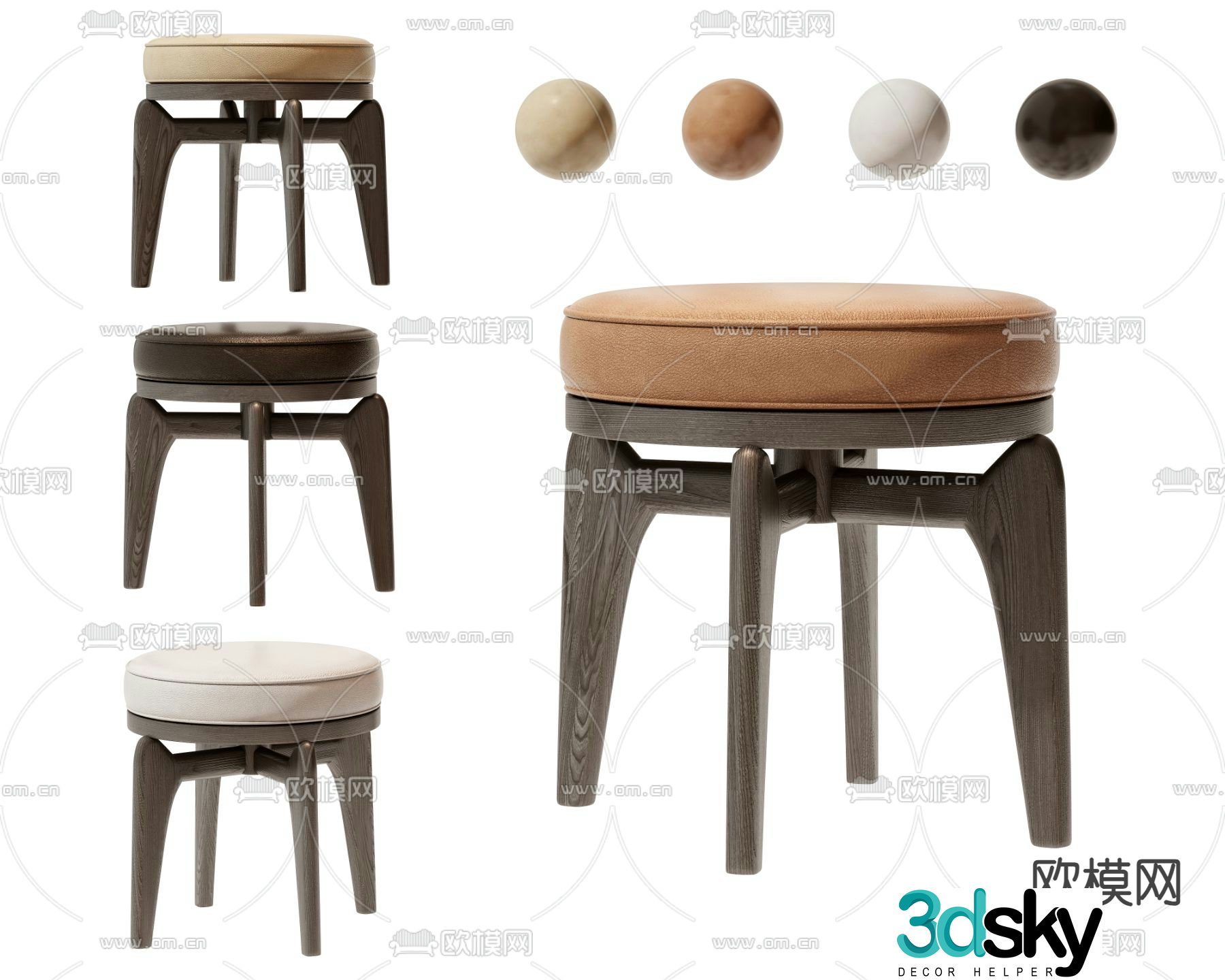 Wabi-sabi stool round stool sofa stool shoe changing stool 3D model