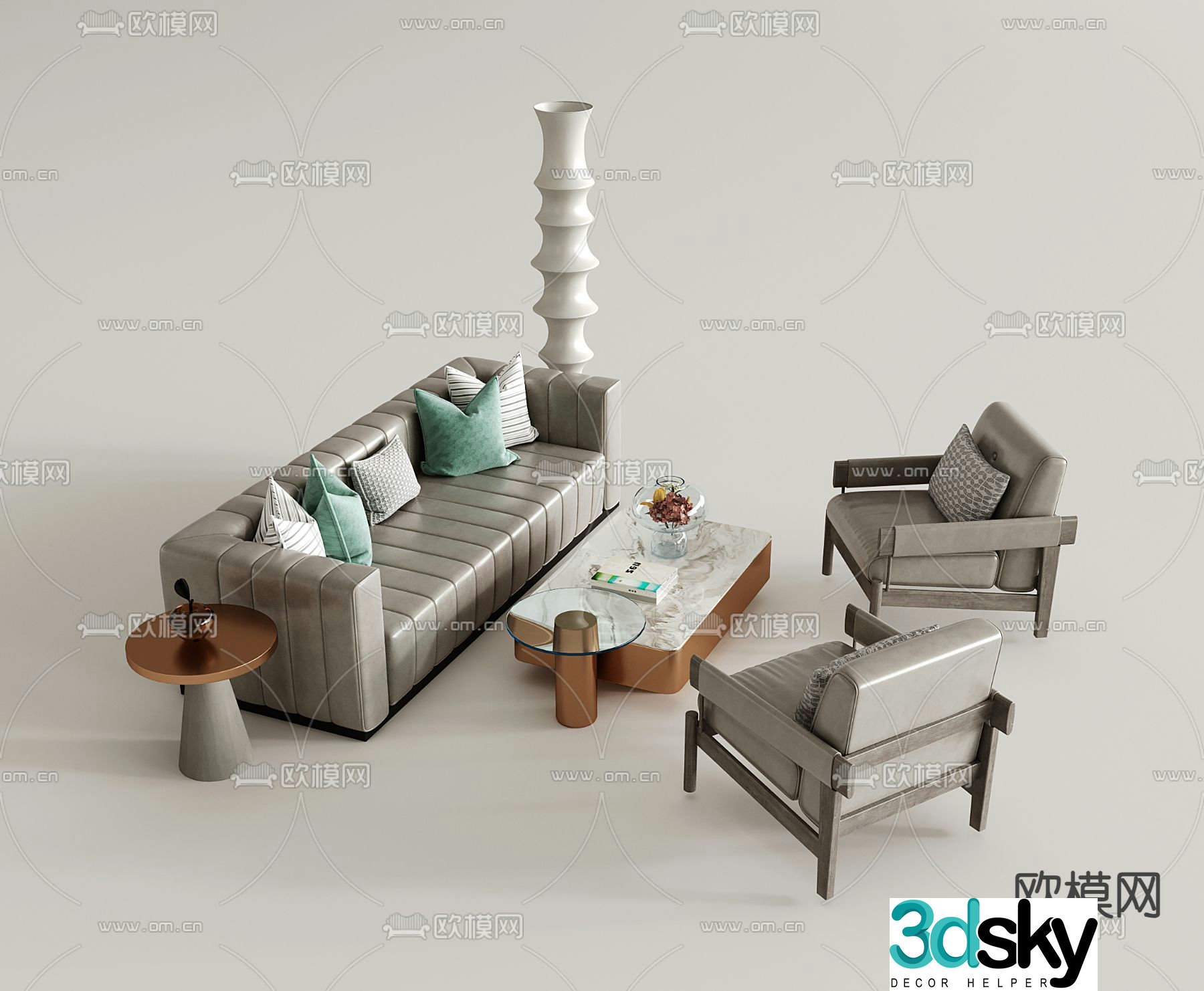 Modern modular sofa leather sofa 3d model