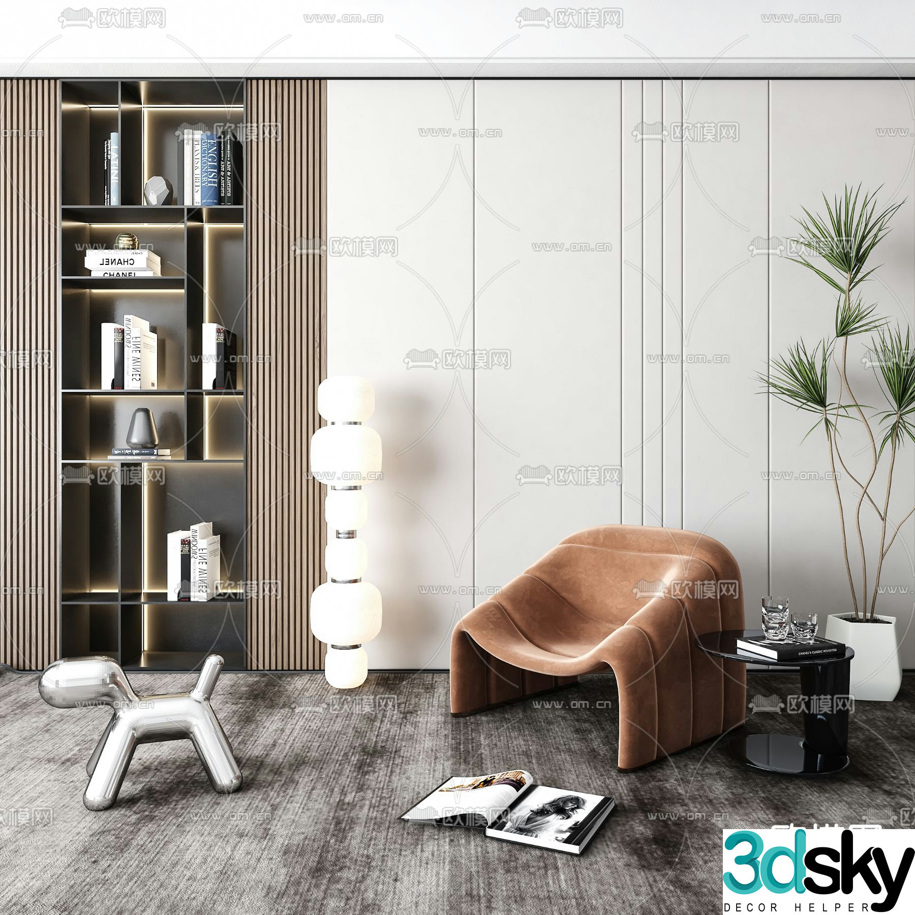 Sofa chair leisure chair table 3d model
