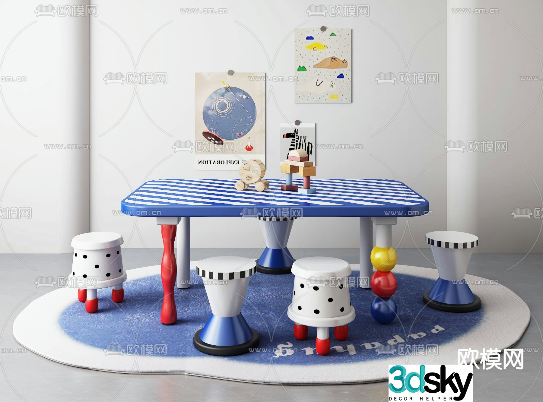 Children’s tables and chairs game tables and chairs 3d model
