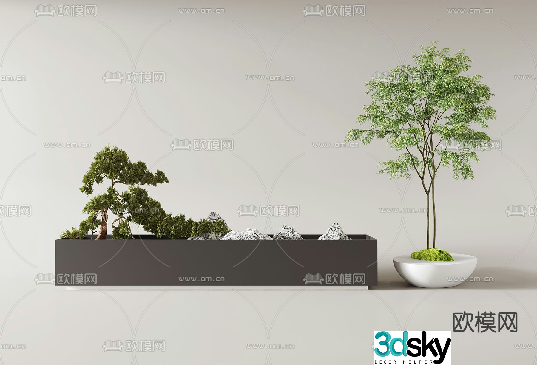 Garden landscaping tree pool plant pile 3d model