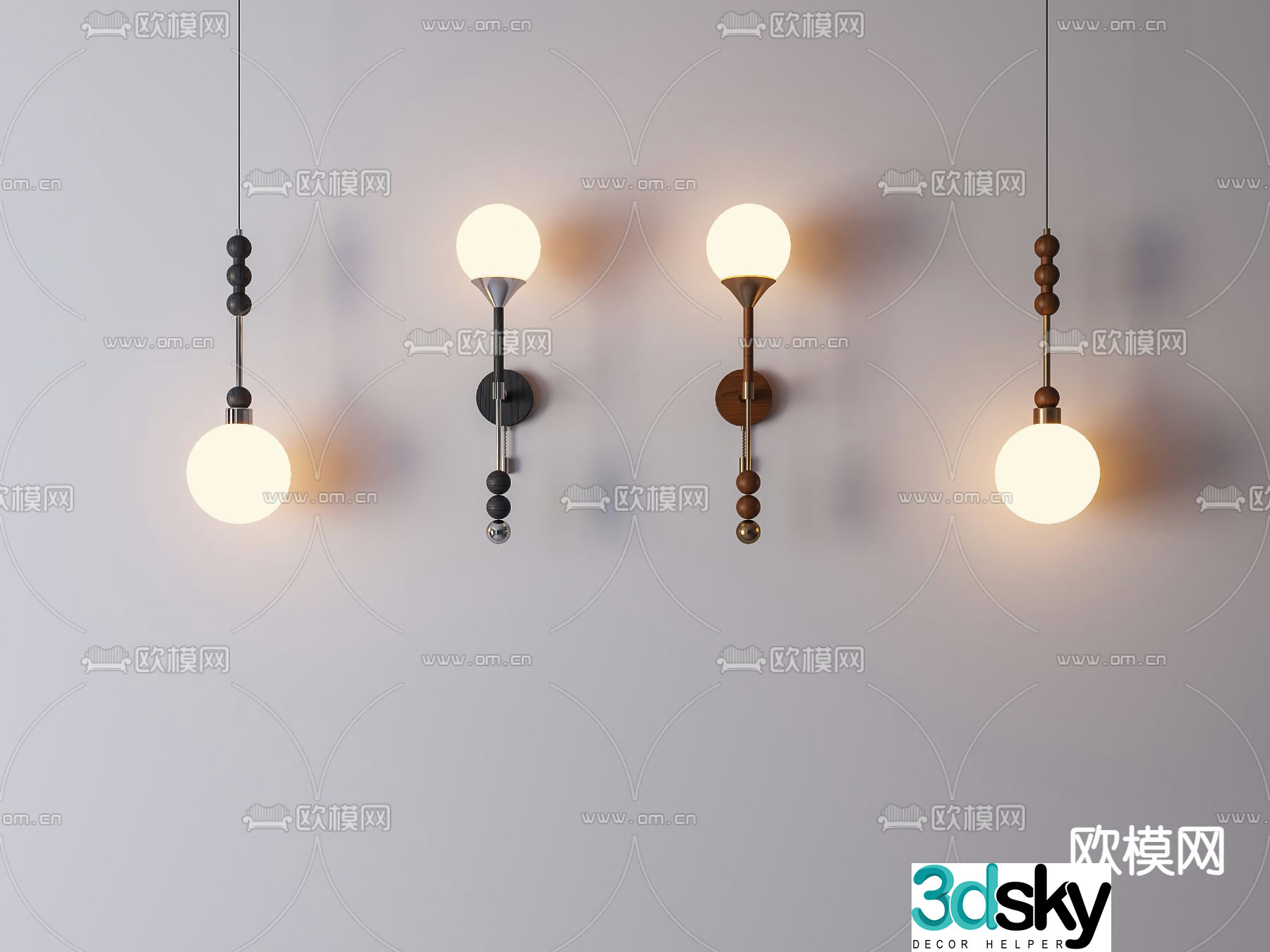 Medieval style wall lamp small chandelier 3d model