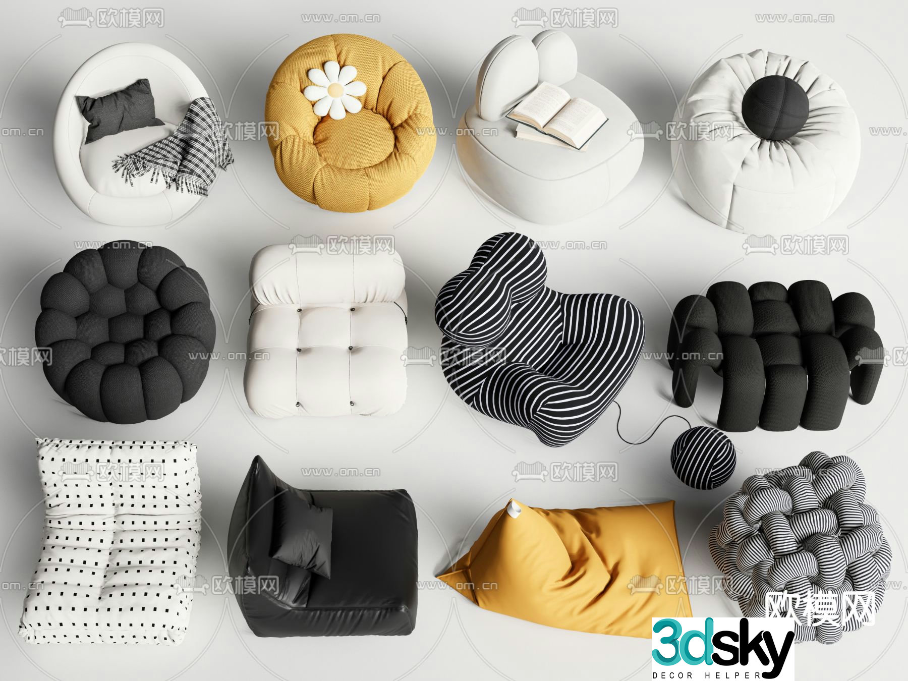 Beanbag sofa single sofa 3D model