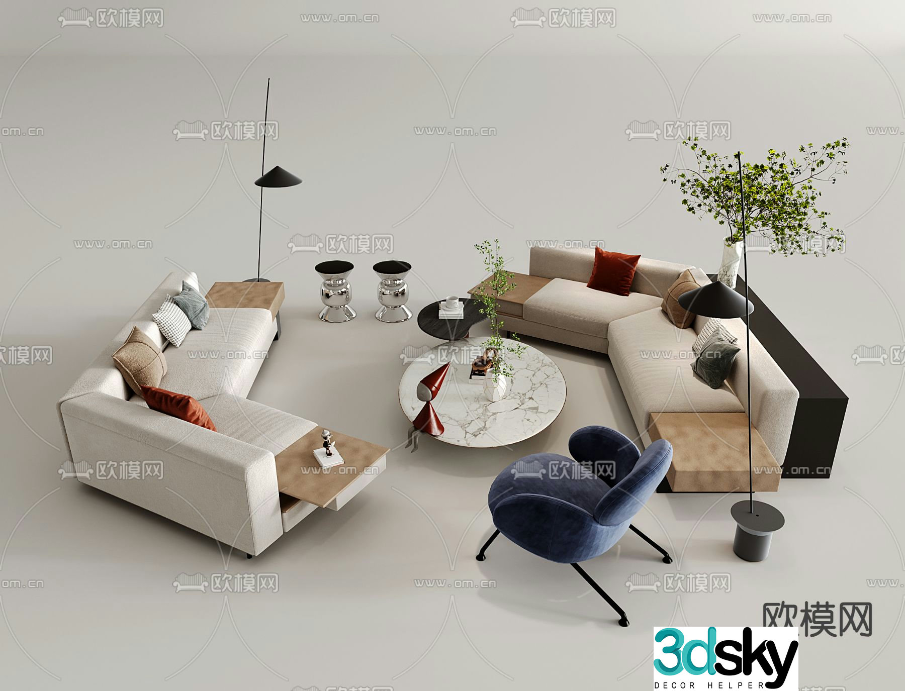 Modern modular sofa corner sofa 3d model