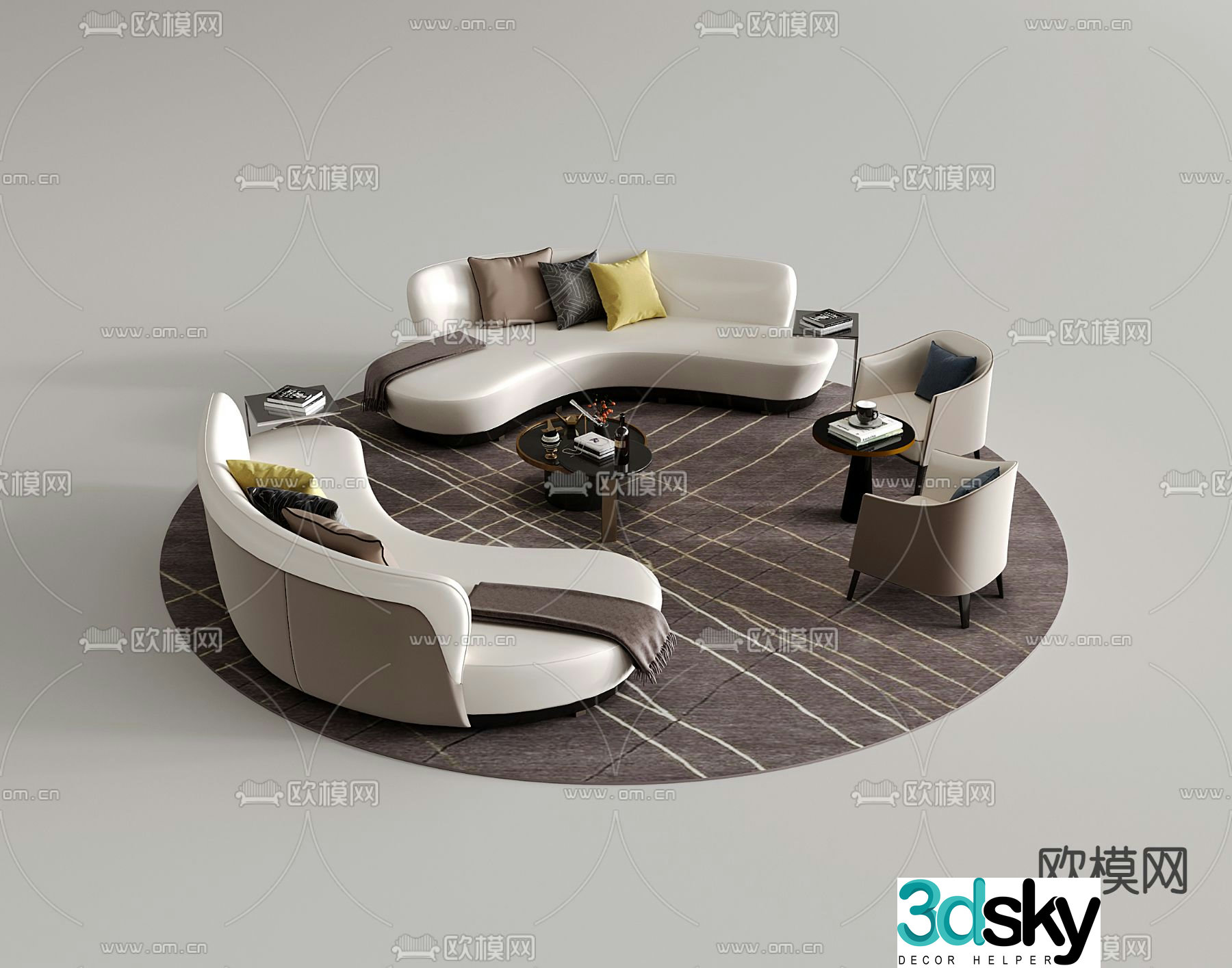 Modern modular sofa curved sofa 3d model