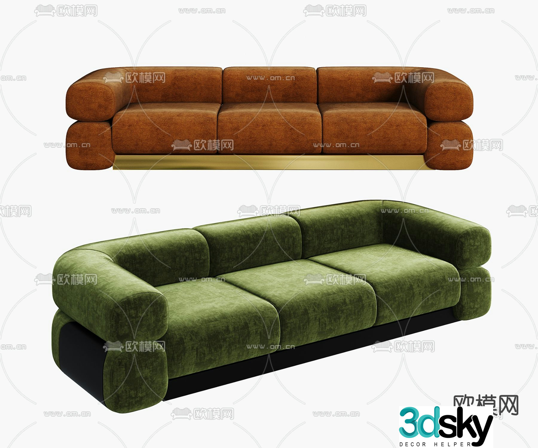 Three-person sofa Multi-person sofa Soft sofa 3D model