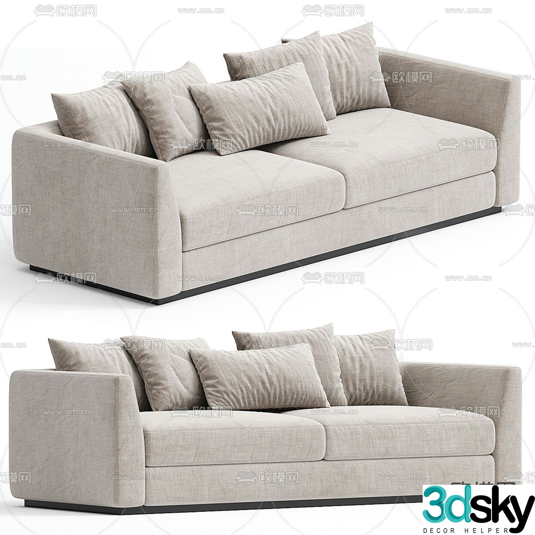Double sofa upholstered sofa 3d model