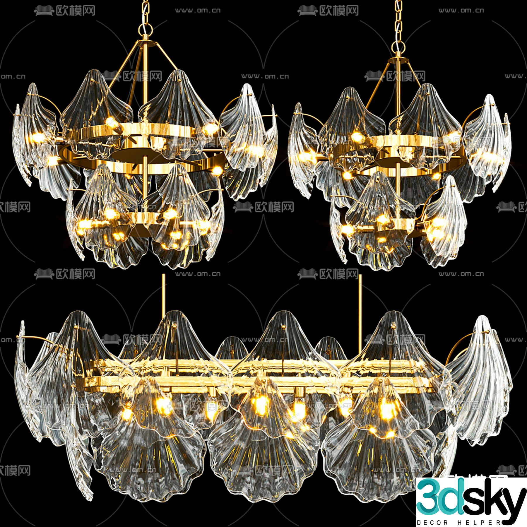 Crystal Chandelier Shell Chandelier 3D Model