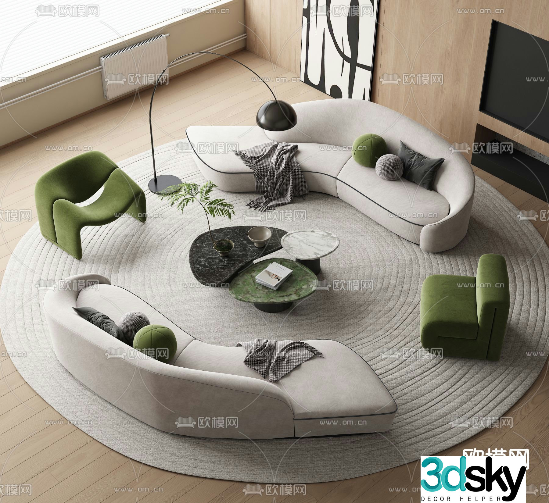 Modular sofa curved sofa 3d model
