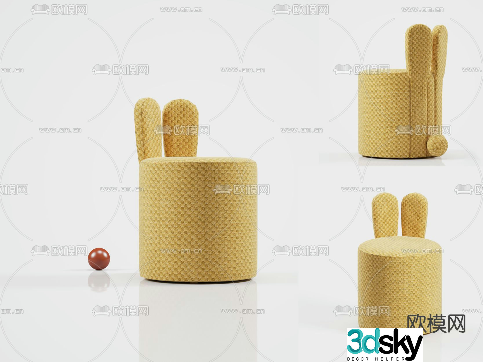 Internet celebrity stool sofa stool dressing stool 3d model