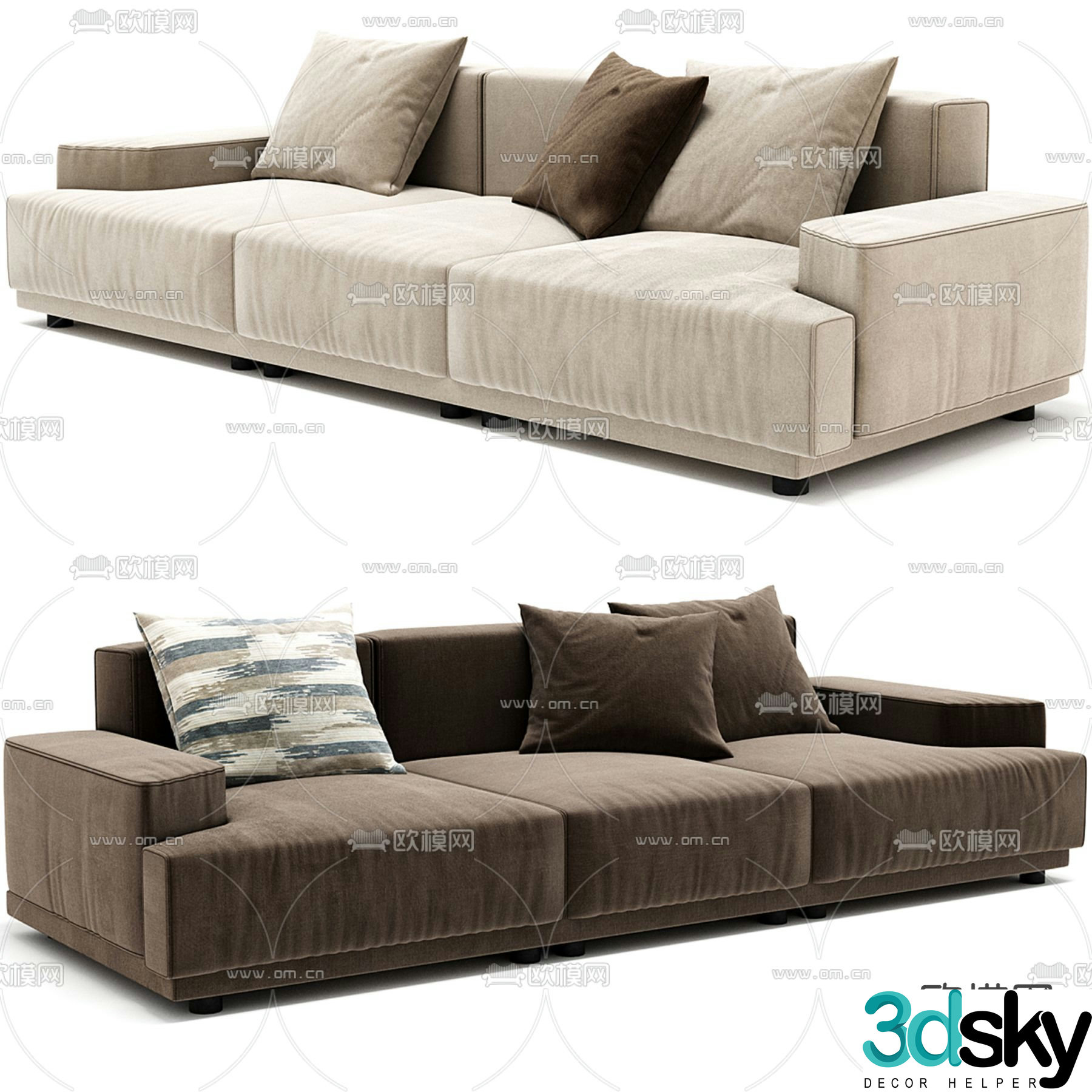 Twils multi-person sofa three-person sofa 3d model