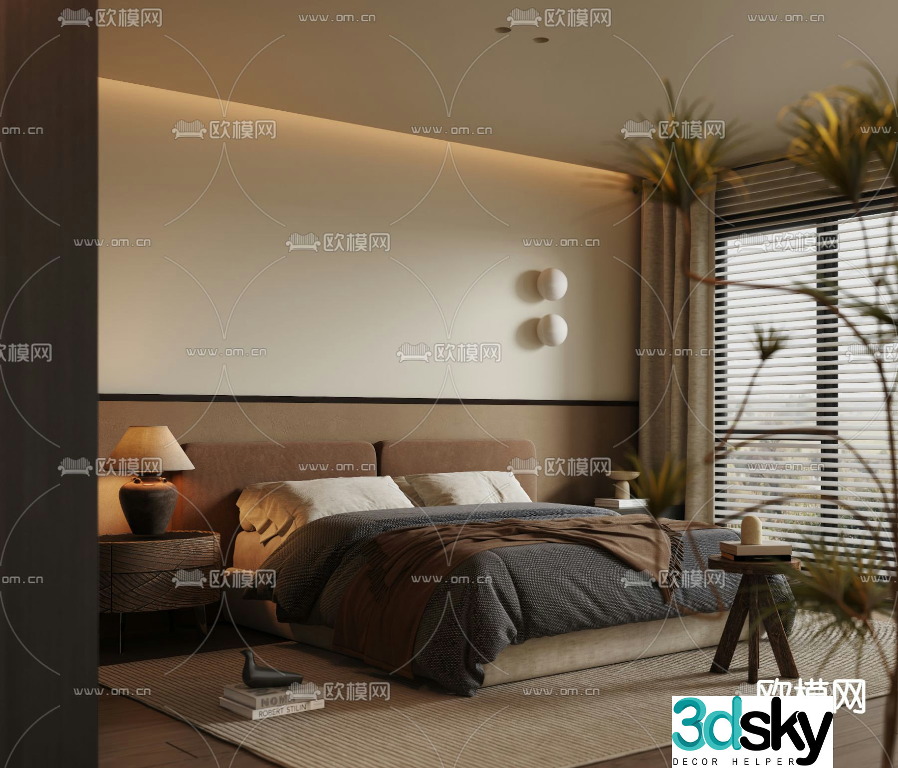 Middle style bedroom master bedroom master room 3d model