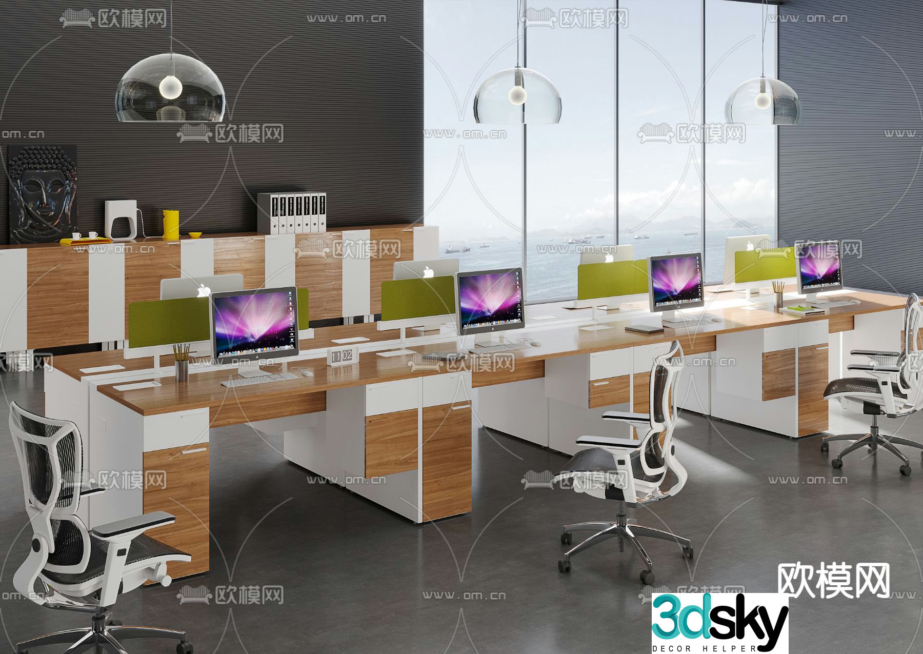 Card space desk work station post 3d model