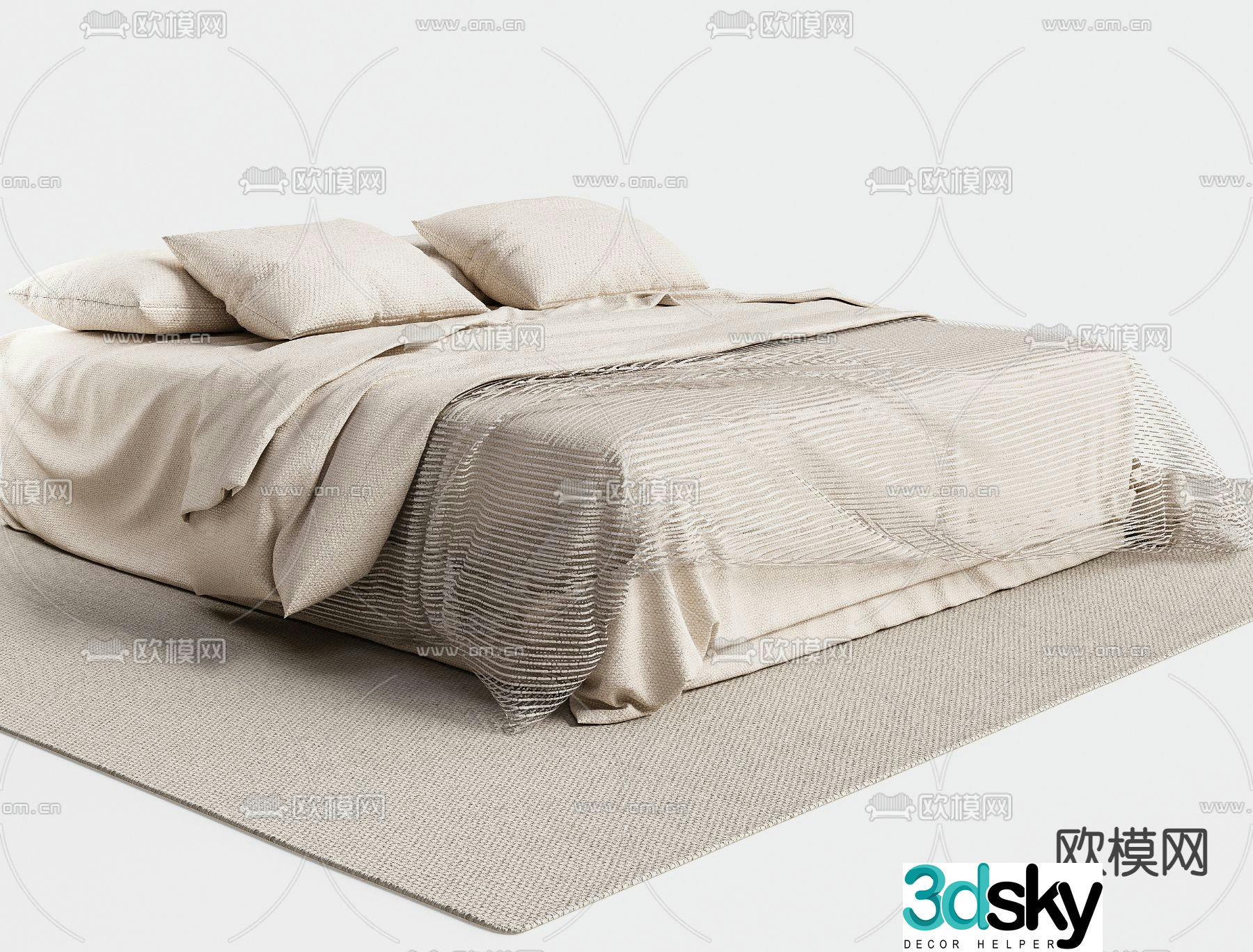 Modern double bed 3d model